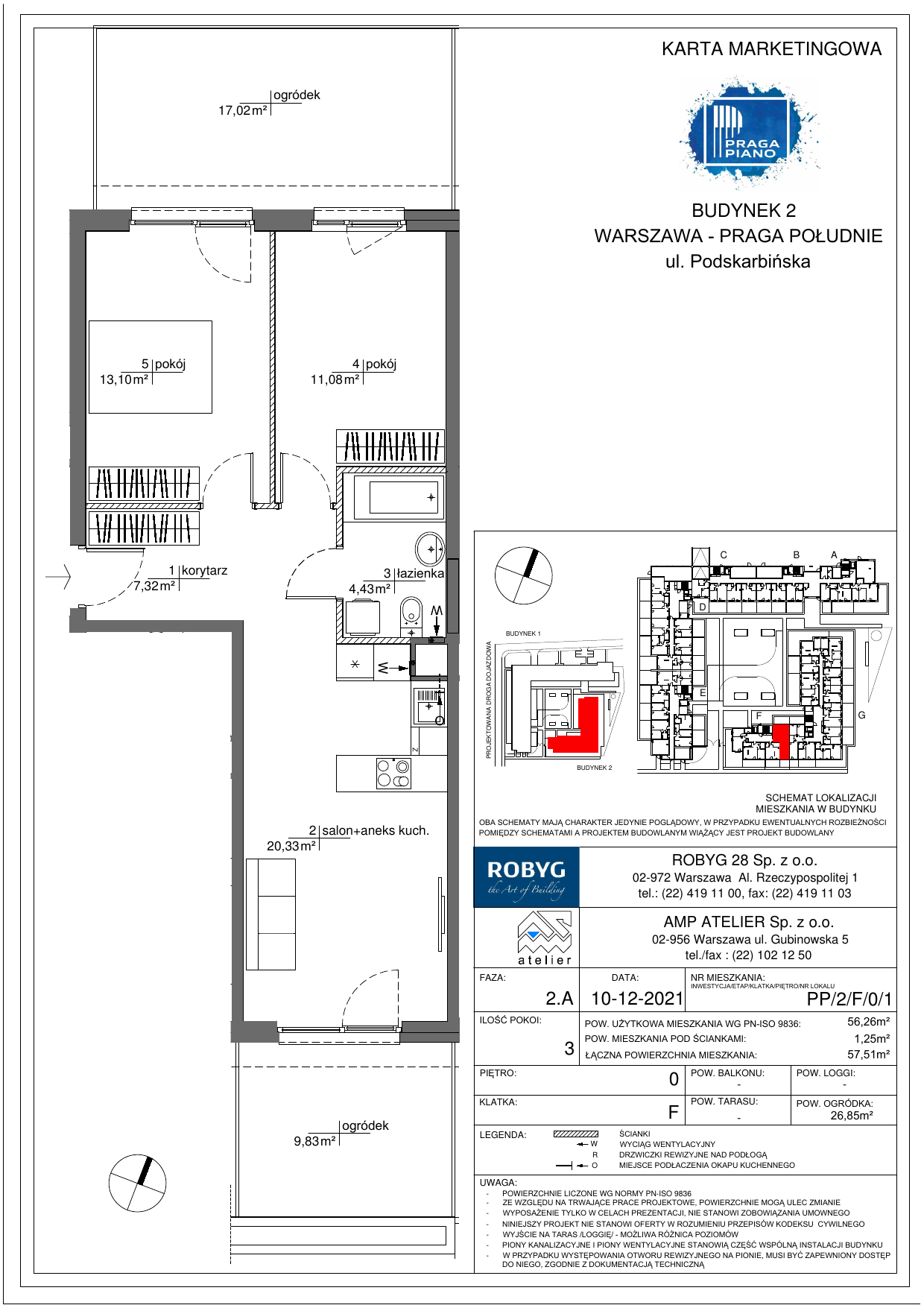 Mieszkanie 56,26 m², parter, oferta nr PP/2/F/0/1, Praga Piano, Warszawa, Praga Południe, Kamionek, ul. Podskarbińska-idx