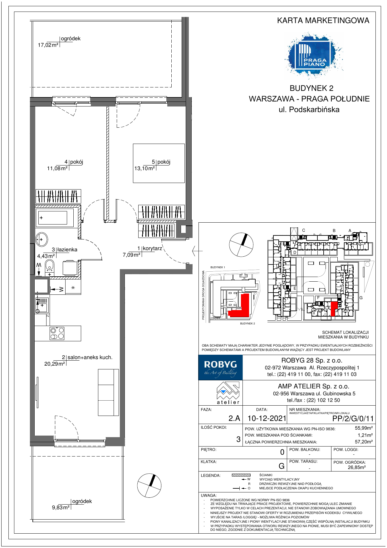 Mieszkanie 55,99 m², parter, oferta nr PP/2/G/0/11, Praga Piano, Warszawa, Praga Południe, Kamionek, ul. Podskarbińska-idx