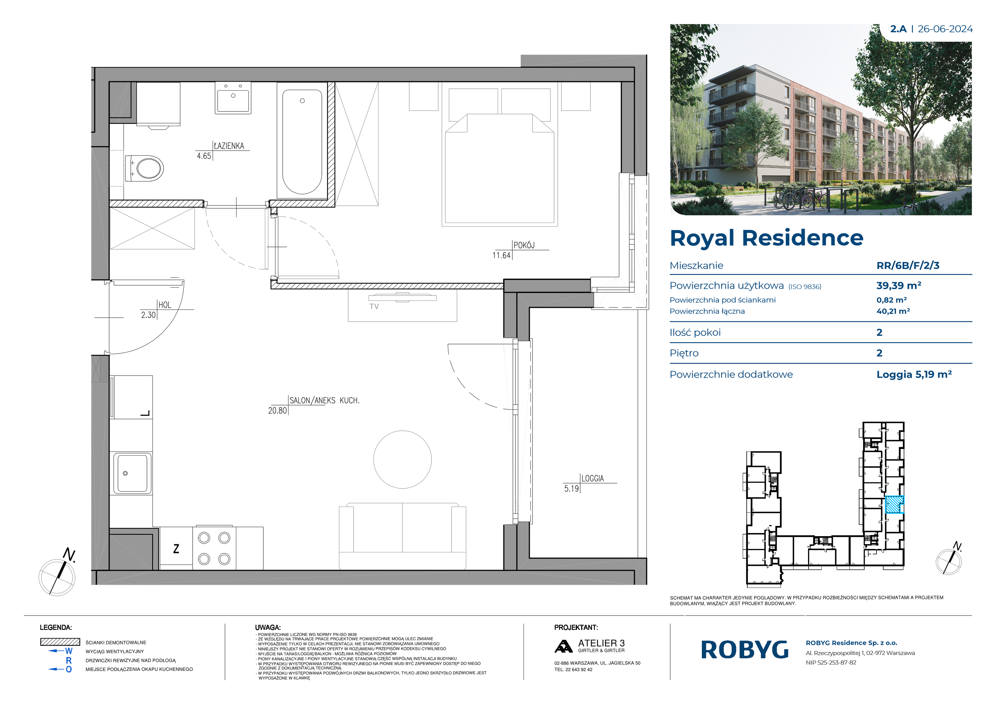 Mieszkanie 39,39 m², piętro 2, oferta nr RR/6B/F/2/3, Royal Residence 6B, Warszawa, Wilanów, Błonia Wilanowskie, ul. Sarmacka-idx