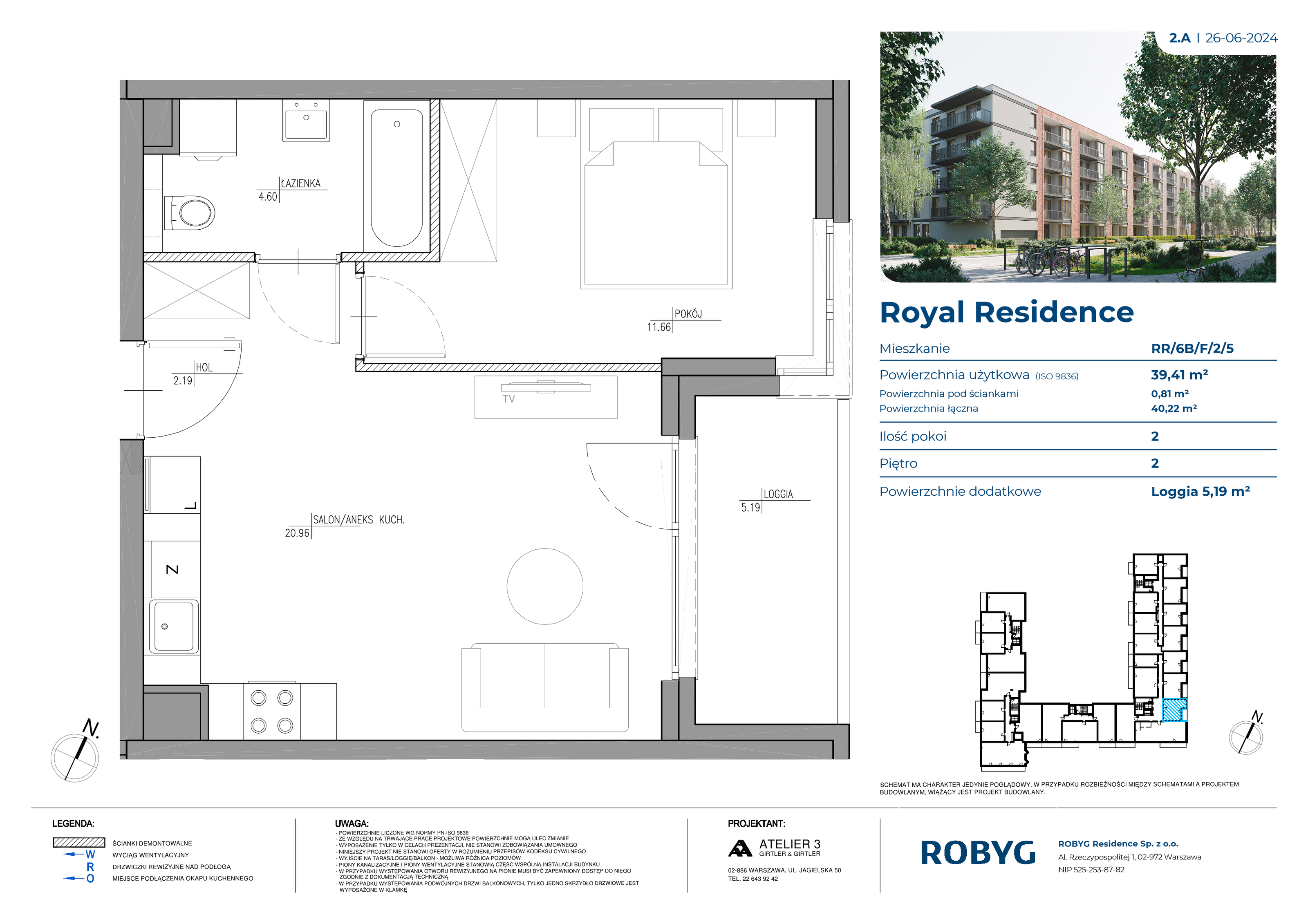 Mieszkanie 39,41 m², piętro 2, oferta nr RR/6B/F/2/5, Royal Residence 6B, Warszawa, Wilanów, Błonia Wilanowskie, ul. Sarmacka-idx