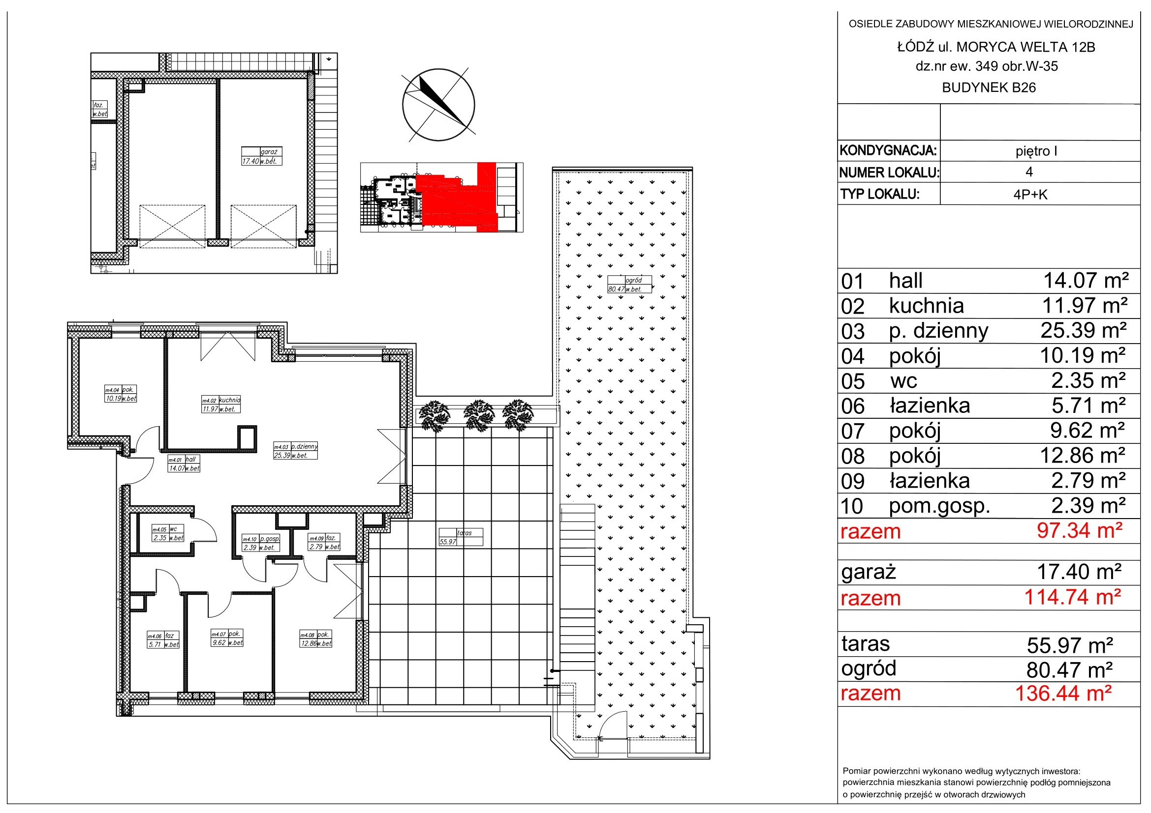 Mieszkanie 97,34 m², piętro 1, oferta nr B26/M4, Leśna Polana, Łódź, Widzew, Widzew-Wschód, ul. Moryca Welta-idx