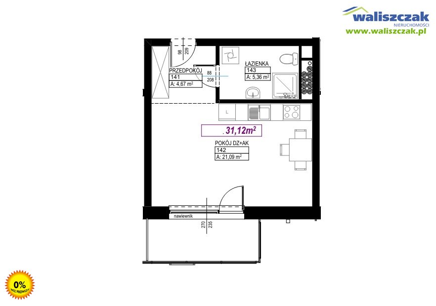 Mieszkanie 31,12 m², piętro 3, oferta nr , MS-13799-1, Piotrków Trybunalski-idx