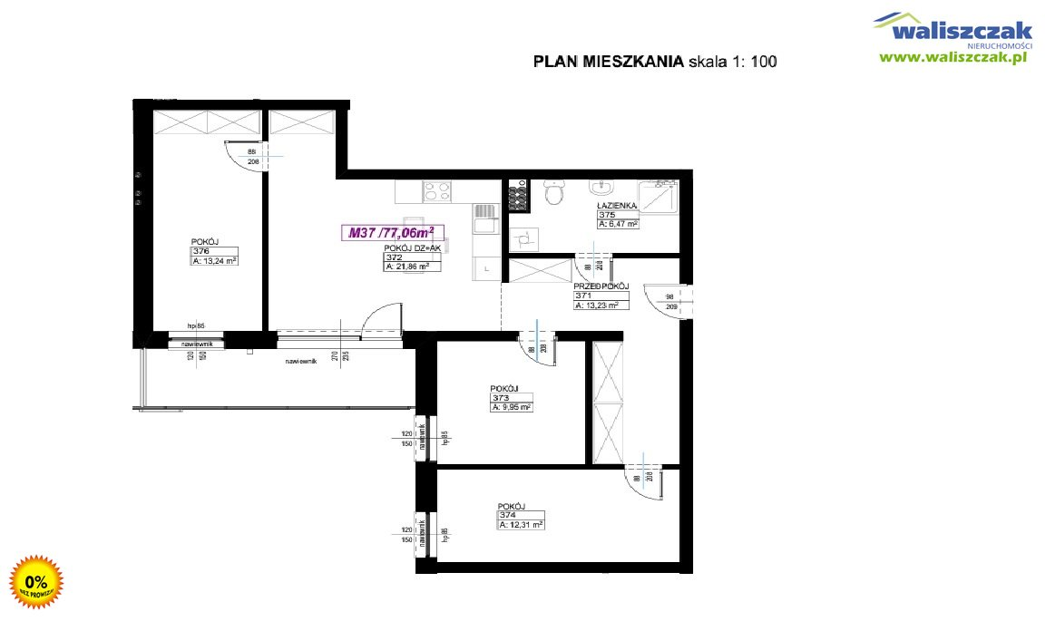 Mieszkanie 77,06 m², piętro 1, oferta nr , MS-13801-1, Piotrków Trybunalski-idx