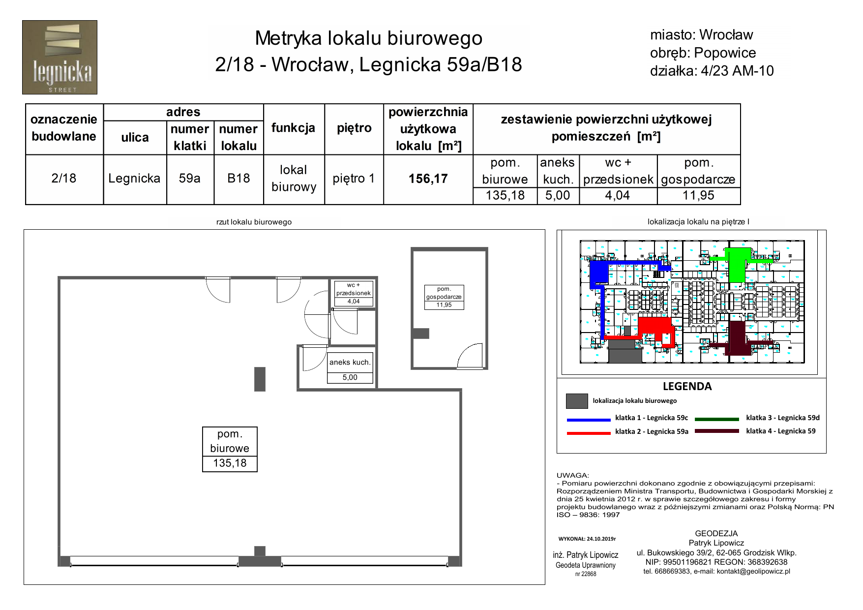 Biuro 156,17 m², oferta nr B18, Legnicka - lokale użytkowe, Wrocław, Pawłowice, ul. Legnicka 59-idx