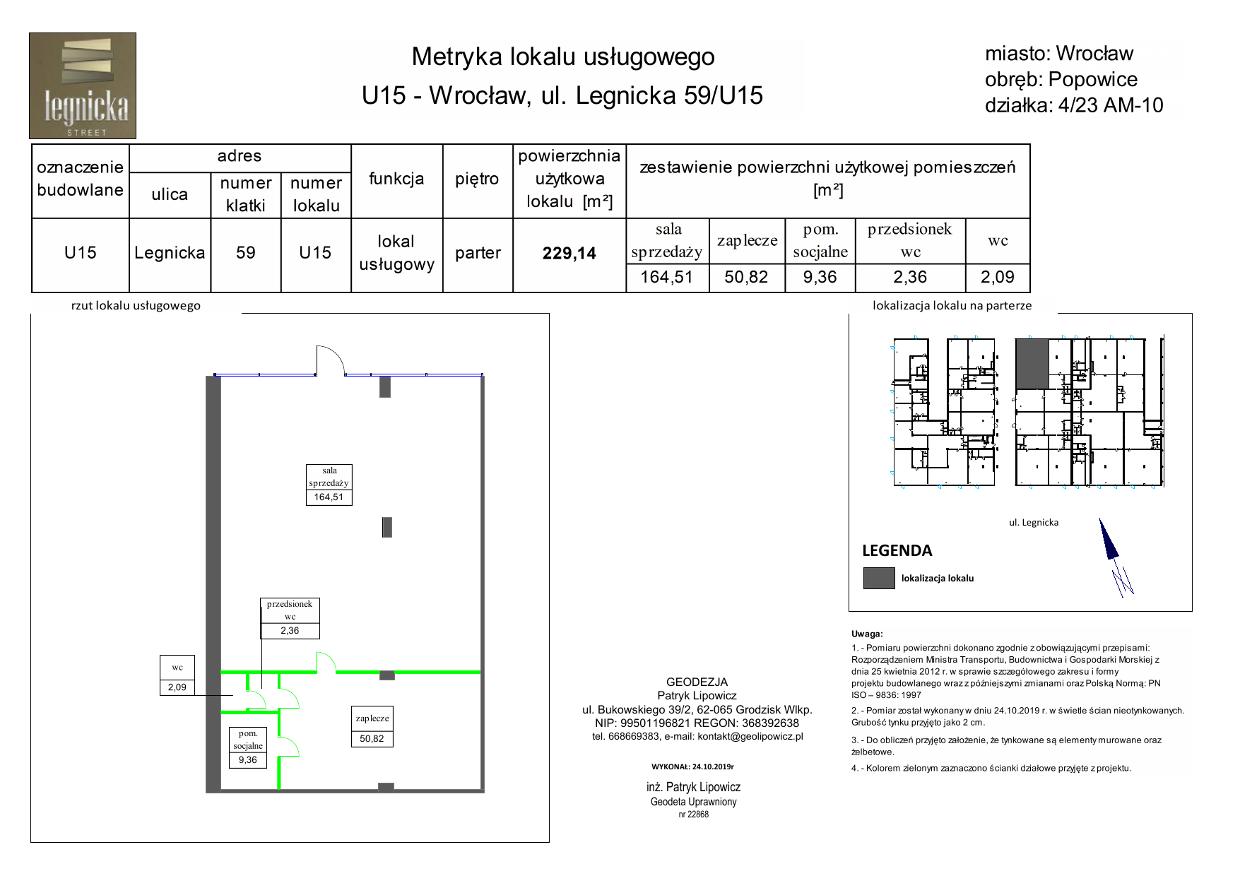 Biuro 229,14 m², oferta nr U15, Legnicka - lokale użytkowe, Wrocław, Pawłowice, ul. Legnicka 59-idx