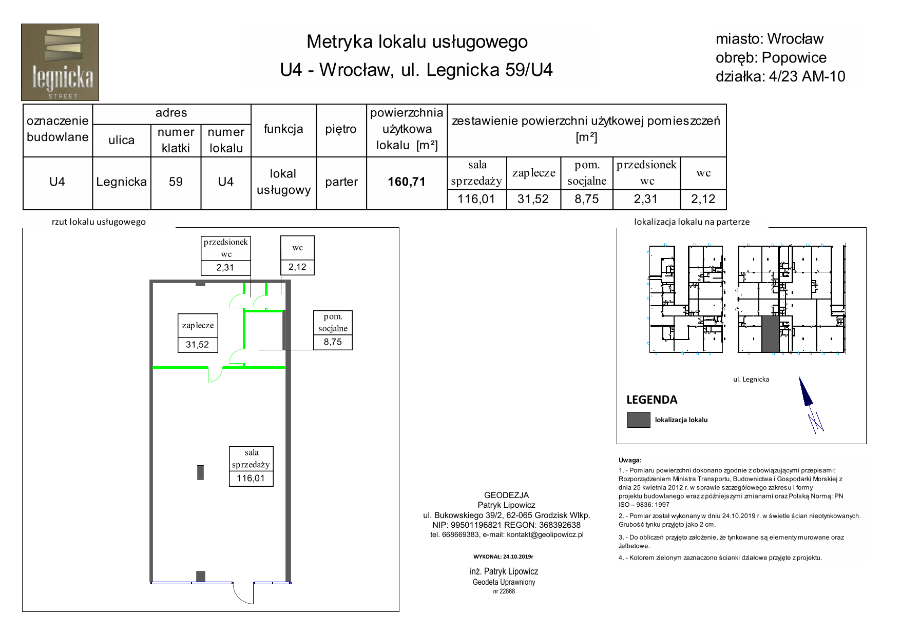 Biuro 160,71 m², oferta nr U4, Legnicka - lokale użytkowe, Wrocław, Pawłowice, ul. Legnicka 59-idx