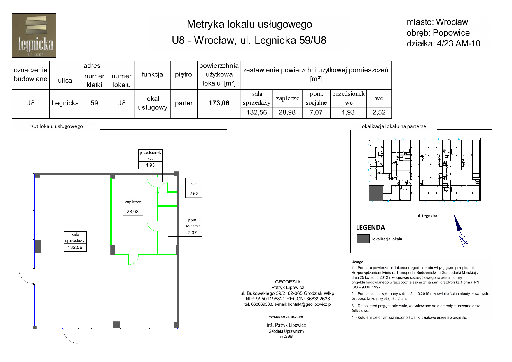 Biuro 173,06 m², oferta nr U8, Legnicka - lokale użytkowe, Wrocław, Pawłowice, ul. Legnicka 59-idx