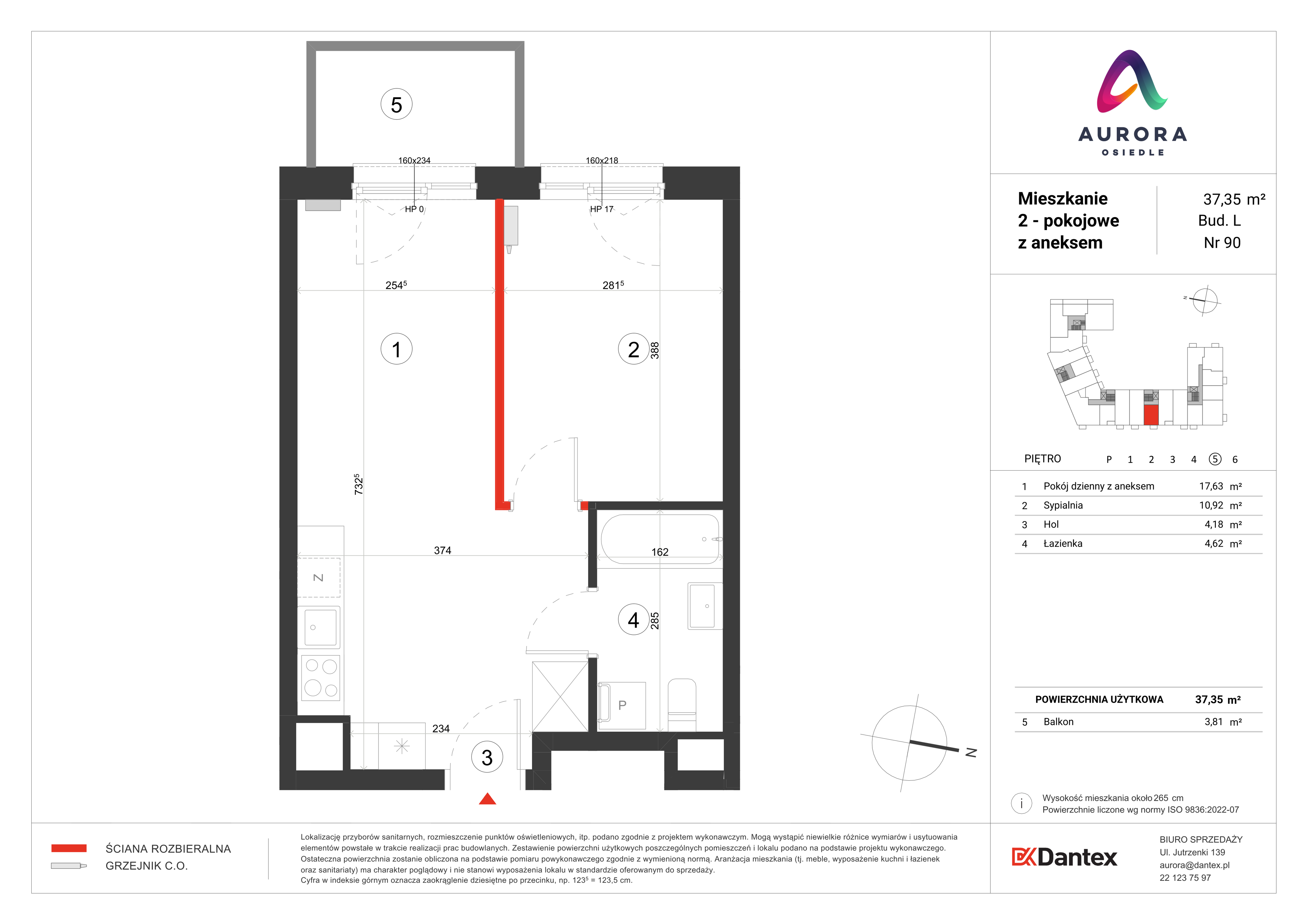 Mieszkanie 37,35 m², piętro 5, oferta nr L1/M090, Osiedle Aurora, Warszawa, Włochy, Raków, ul. Jutrzenki / Wschodu Słońca-idx