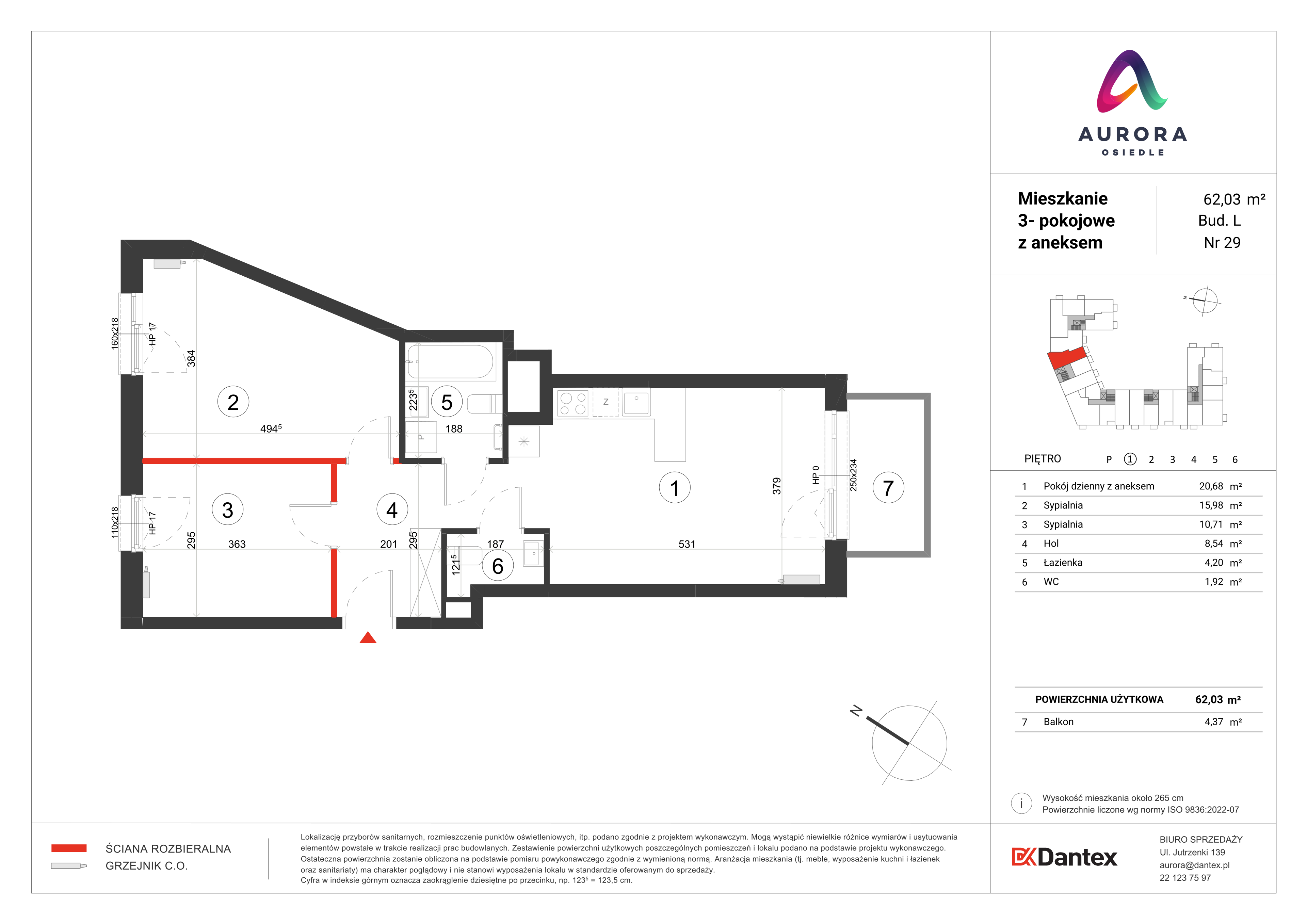 Mieszkanie 62,03 m², piętro 1, oferta nr L1/M029, Osiedle Aurora, Warszawa, Włochy, Raków, ul. Jutrzenki / Wschodu Słońca-idx