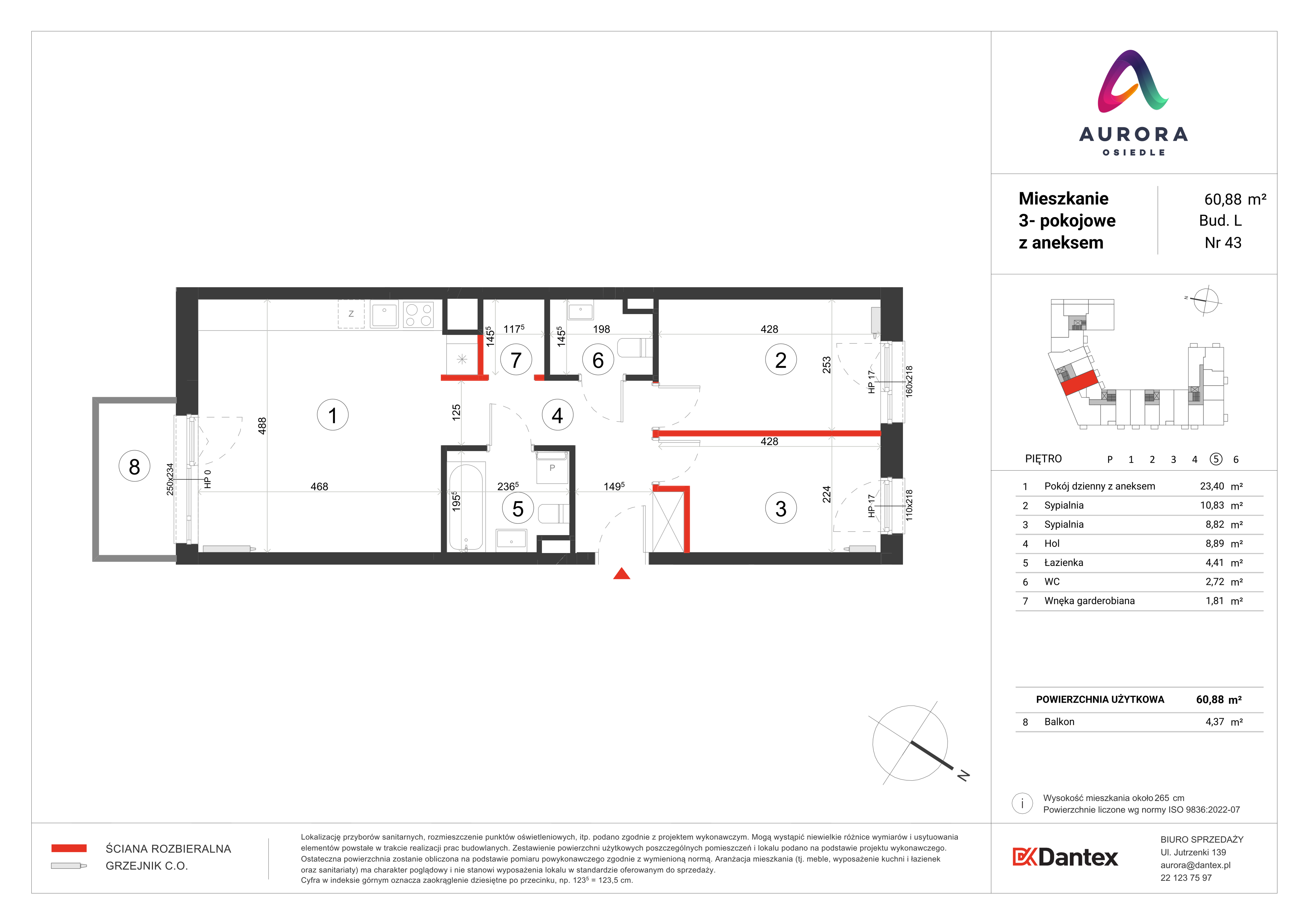 Mieszkanie 60,88 m², piętro 5, oferta nr L1/M043, Osiedle Aurora, Warszawa, Włochy, Raków, ul. Jutrzenki / Wschodu Słońca-idx