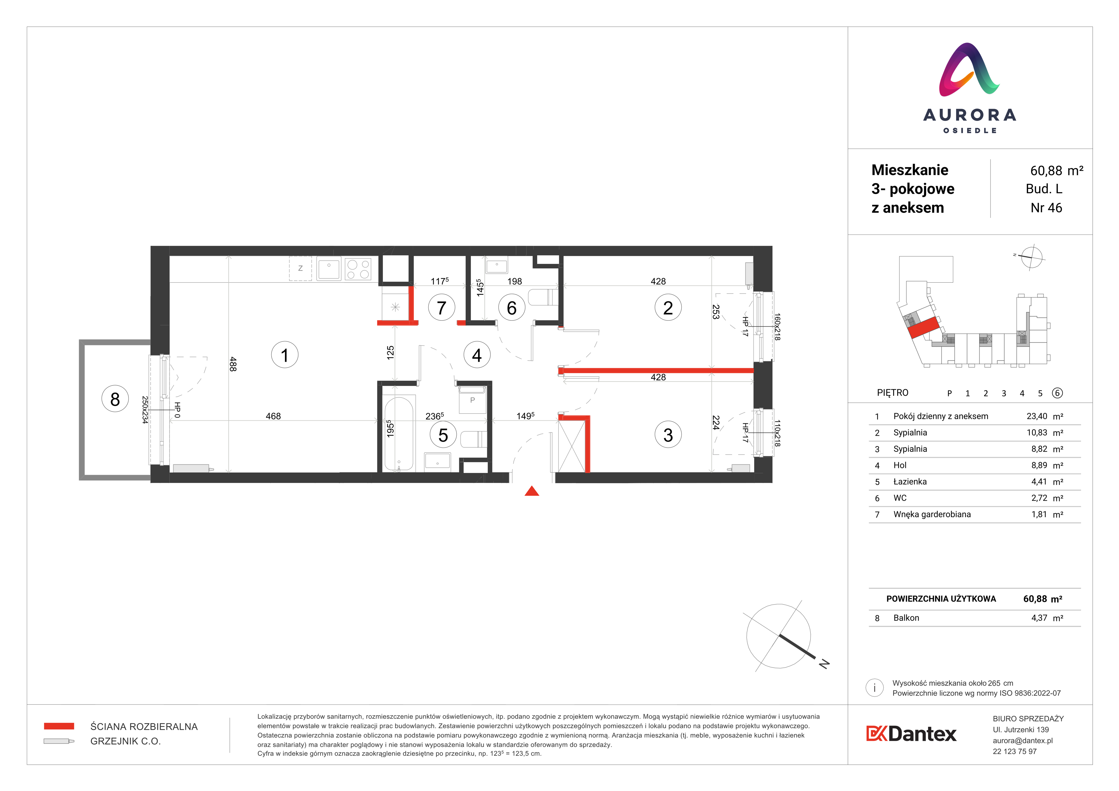 Mieszkanie 60,88 m², piętro 6, oferta nr L1/M046, Osiedle Aurora, Warszawa, Włochy, Raków, ul. Jutrzenki / Wschodu Słońca-idx