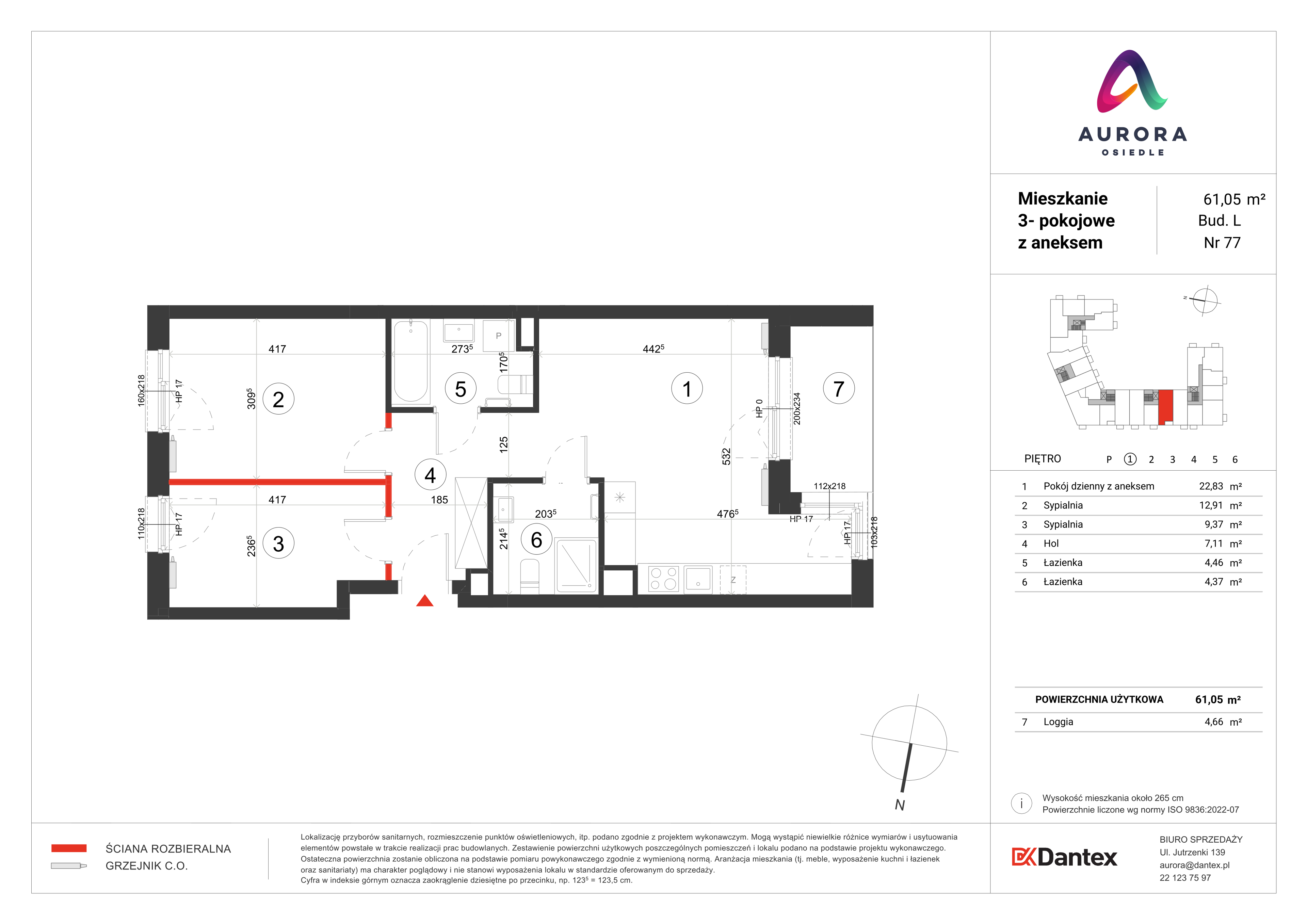 Mieszkanie 61,05 m², piętro 1, oferta nr L1/M077, Osiedle Aurora, Warszawa, Włochy, Raków, ul. Jutrzenki / Wschodu Słońca-idx