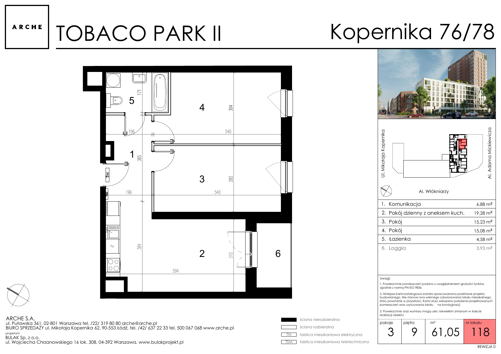 Mieszkanie 61,05 m², piętro 9, oferta nr 118, Tobaco Park II, Łódź, Polesie, Stare Polesie, ul. Mikołaja Kopernika-idx