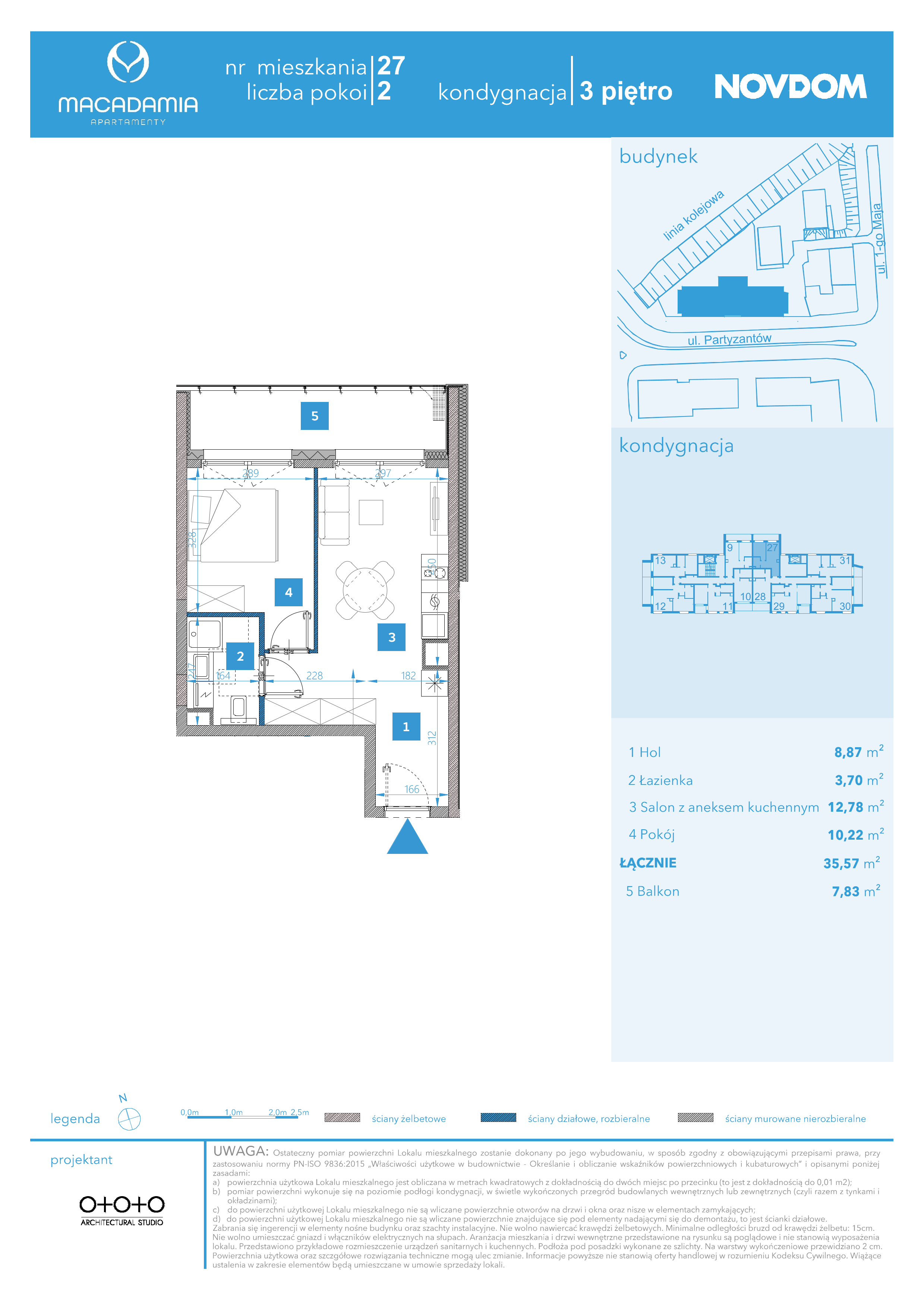 Apartament 35,57 m², piętro 3, oferta nr 1/27, Apartamenty Macadamia, Olsztyn, Śródmieście, ul. 1 Maja-idx