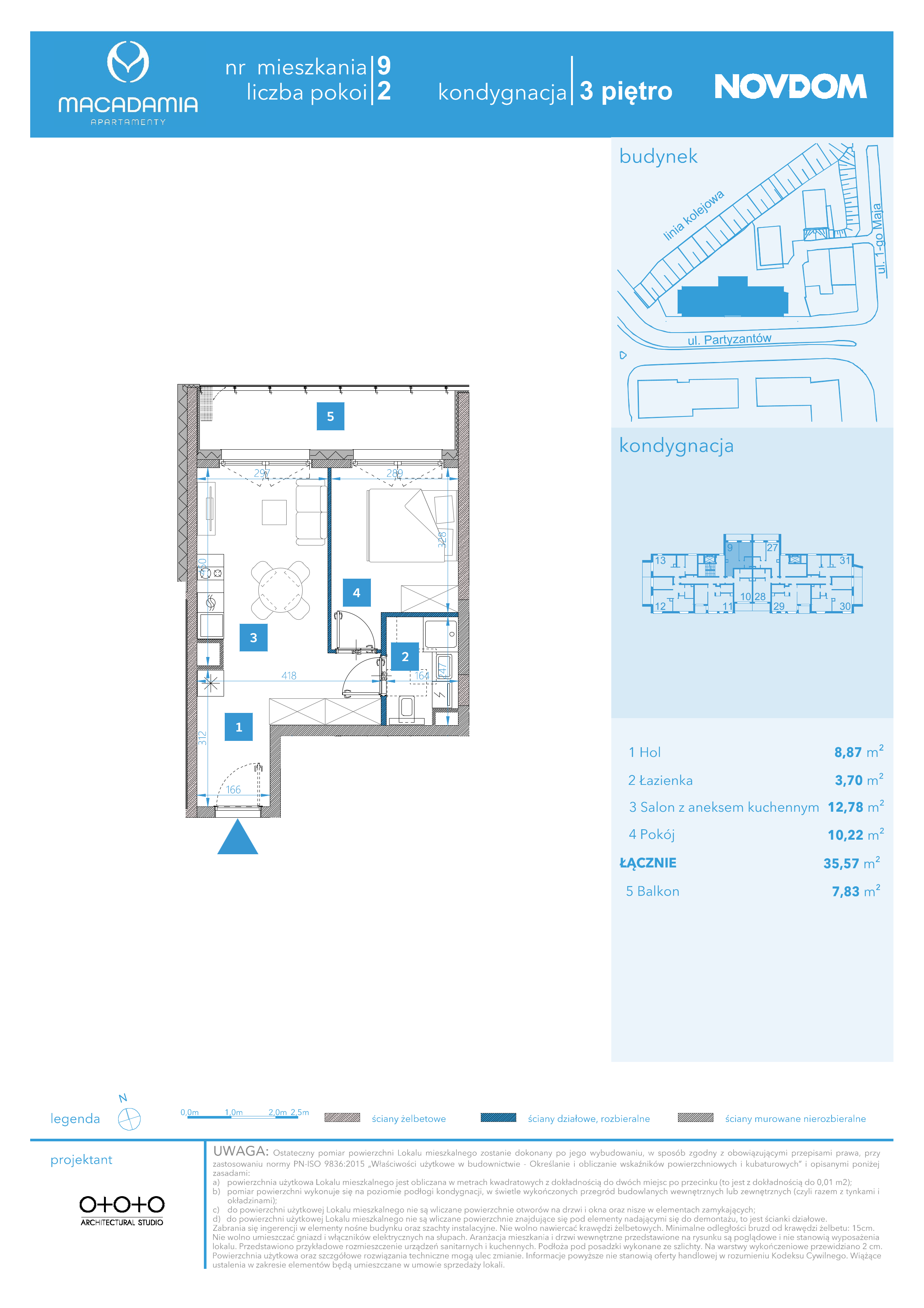 Apartament 35,57 m², piętro 3, oferta nr 1/9, Apartamenty Macadamia, Olsztyn, Śródmieście, ul. 1 Maja-idx