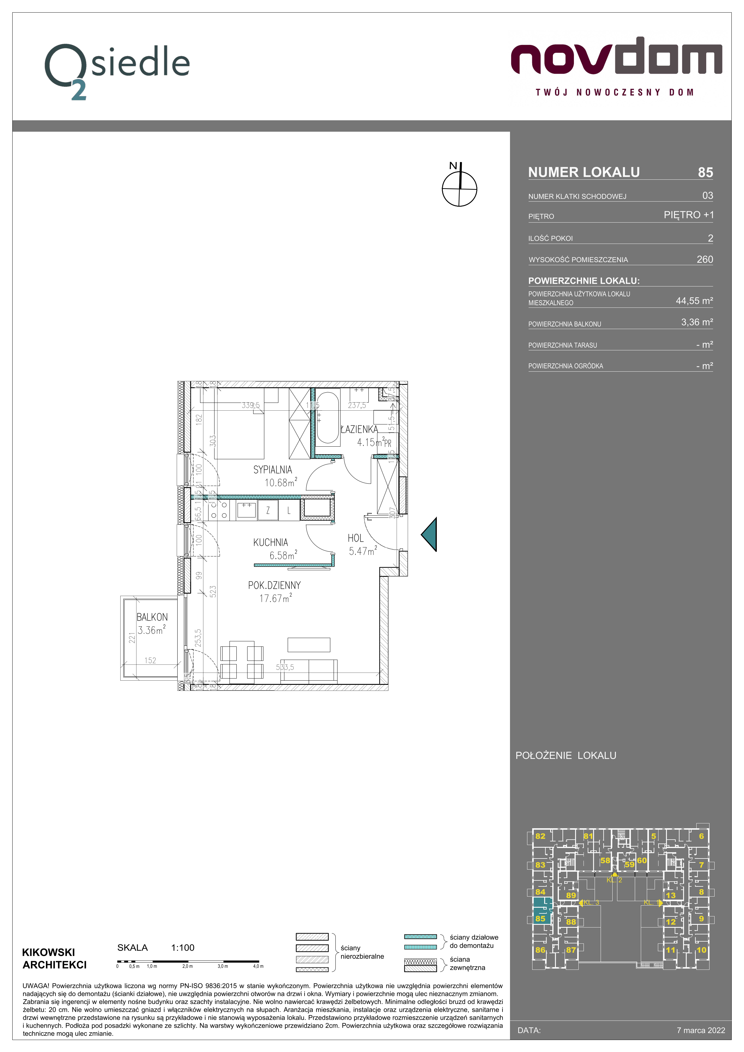 Apartament 44,55 m², piętro 1, oferta nr B/85, Osiedle O2, Płońsk, ul. Klonowa-idx