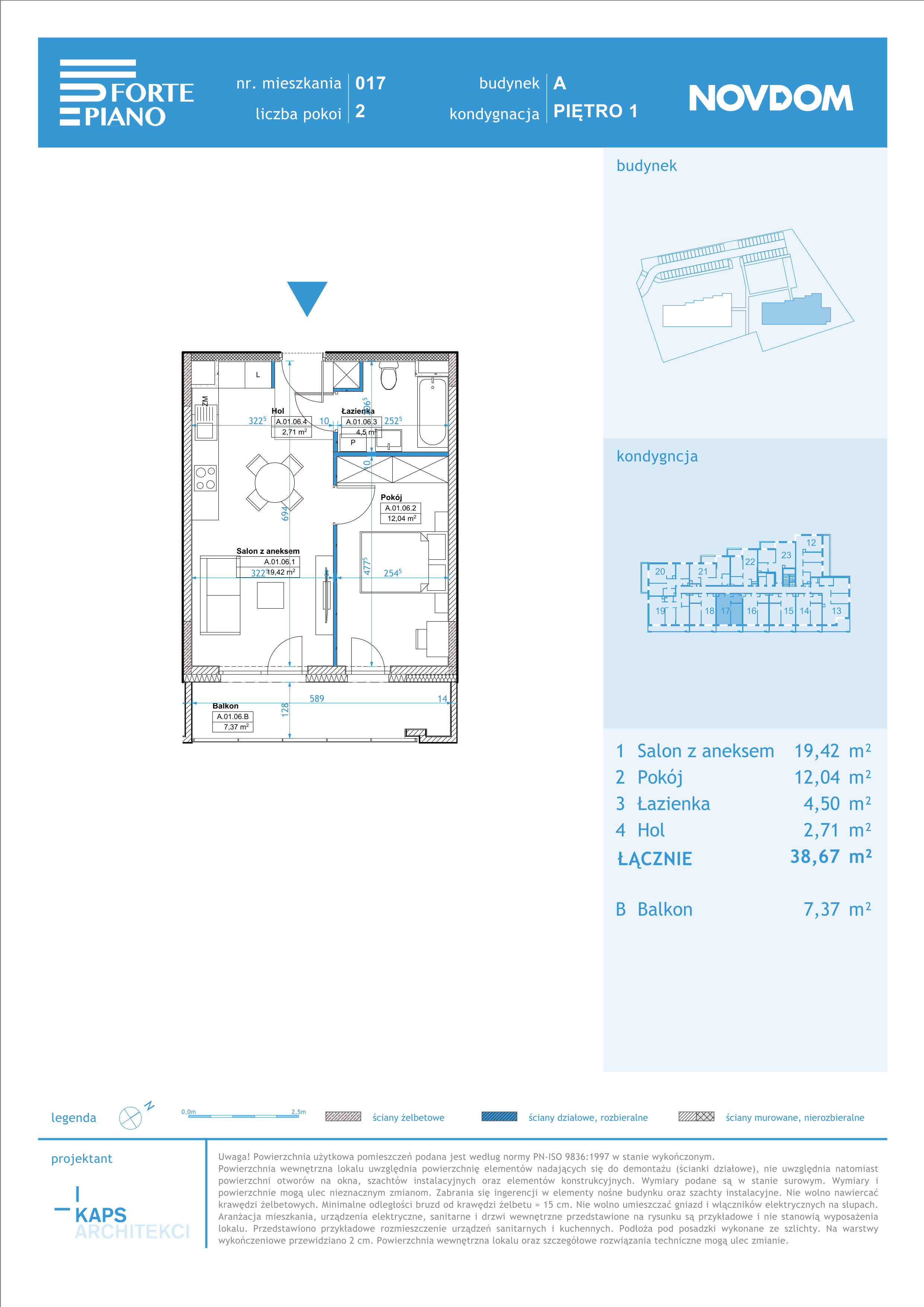 Apartament 38,67 m², piętro 1, oferta nr A/17, Forte Piano, Ostrołęka, ul. Ostrołęckich Harcerzy-idx