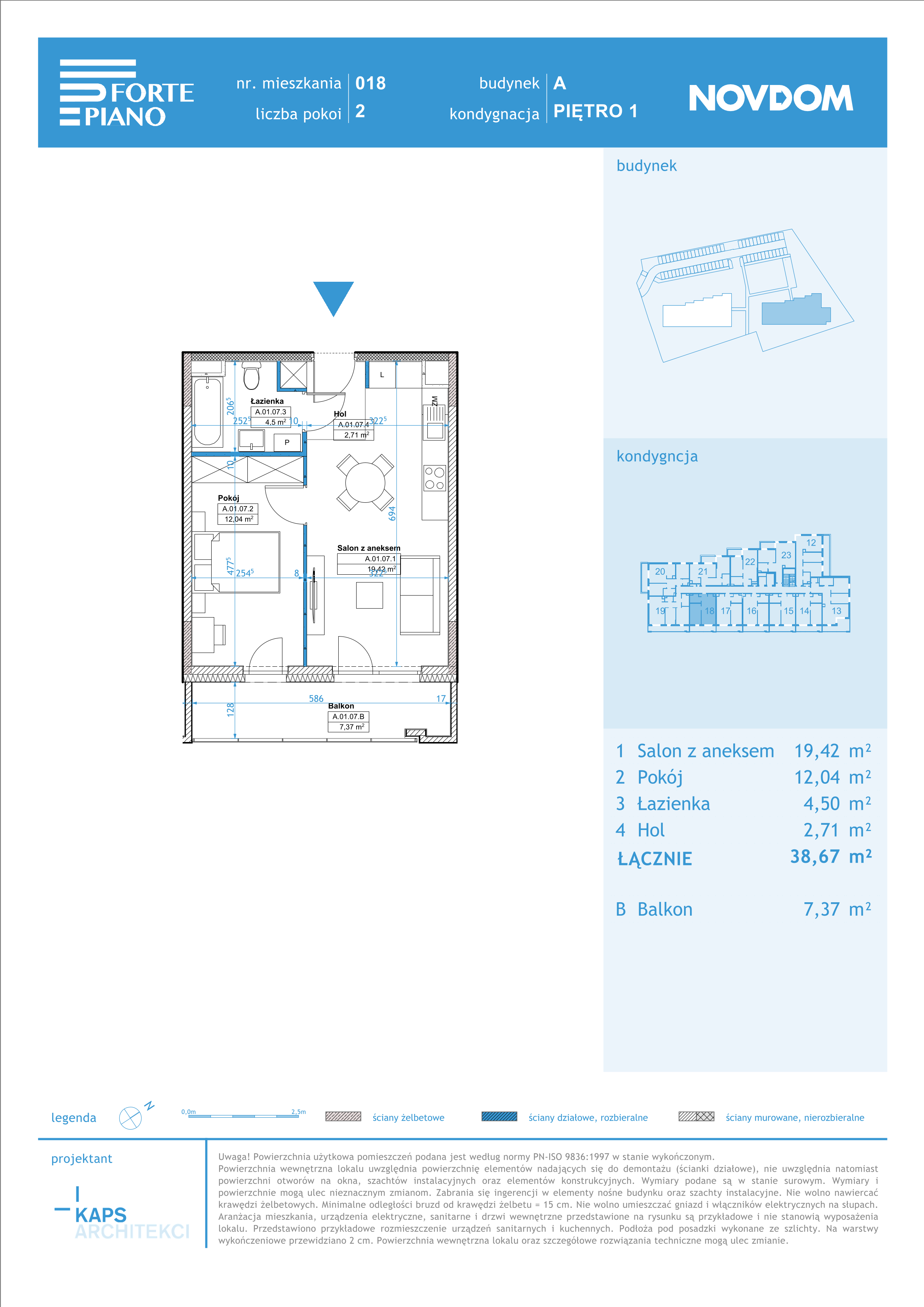 Apartament 38,67 m², piętro 1, oferta nr A/18, Forte Piano, Ostrołęka, ul. Ostrołęckich Harcerzy-idx