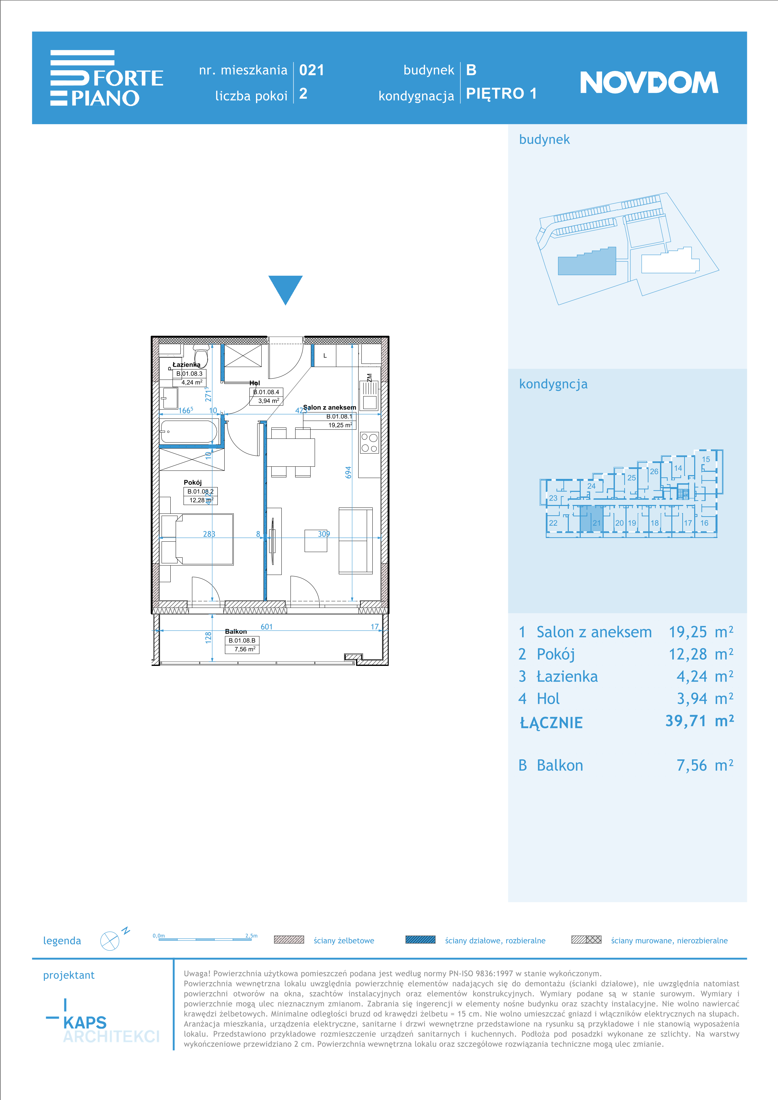 Apartament 39,71 m², piętro 1, oferta nr B/21, Forte Piano, Ostrołęka, ul. Ostrołęckich Harcerzy-idx