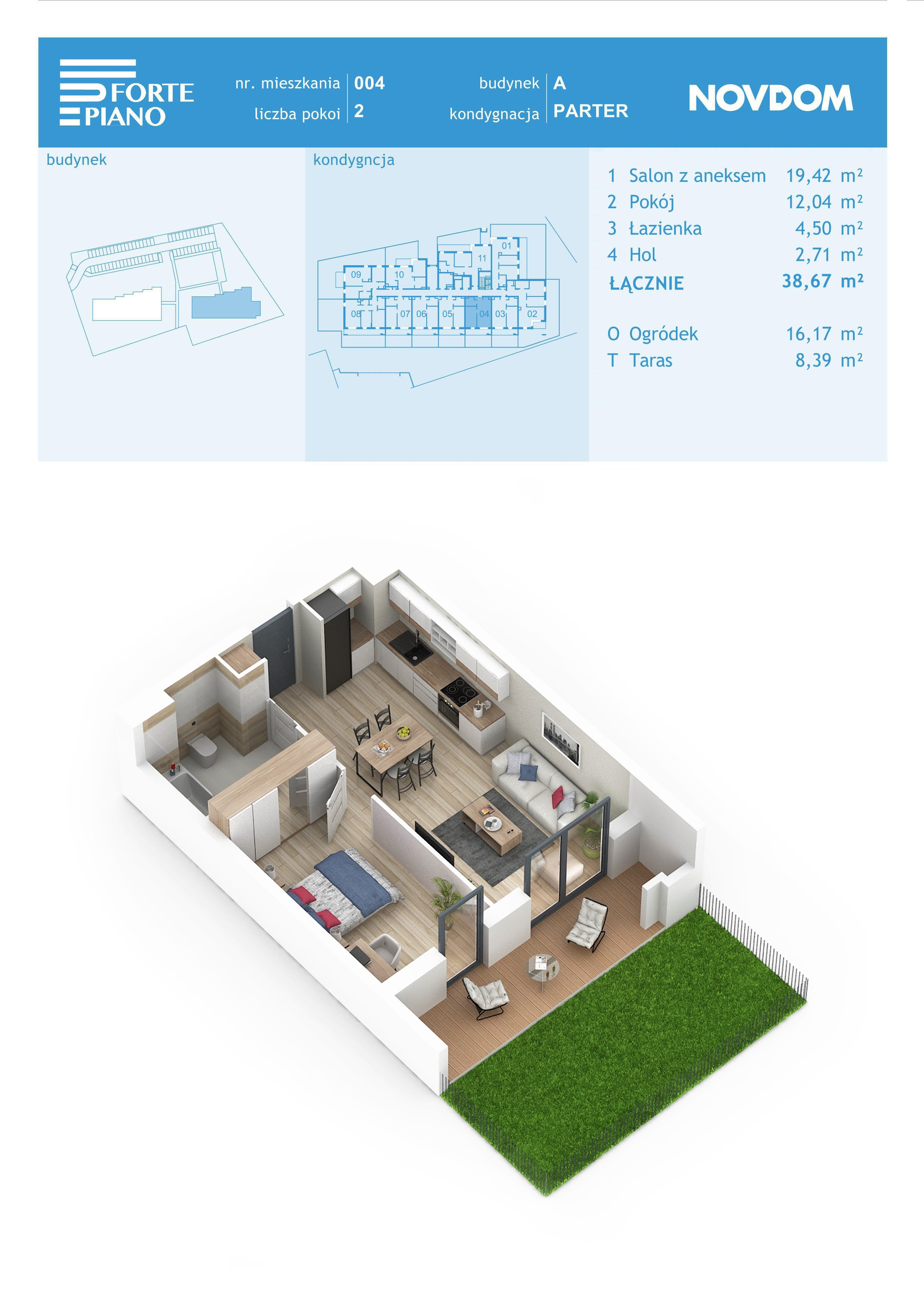 Apartament 38,67 m², parter, oferta nr A/4, Forte Piano, Ostrołęka, ul. Ostrołęckich Harcerzy-idx