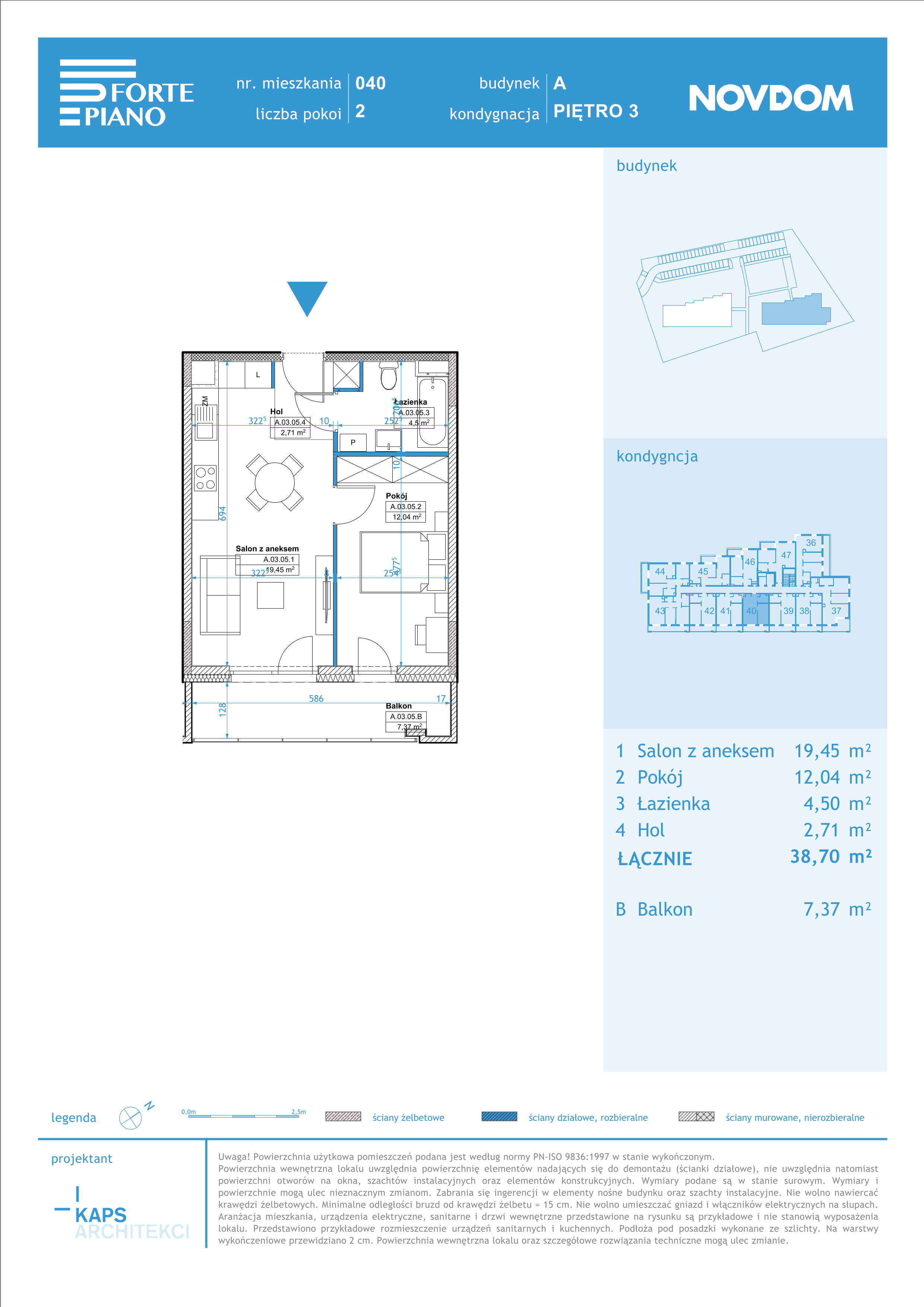 Apartament 38,70 m², piętro 3, oferta nr A/40, Forte Piano, Ostrołęka, ul. Ostrołęckich Harcerzy-idx