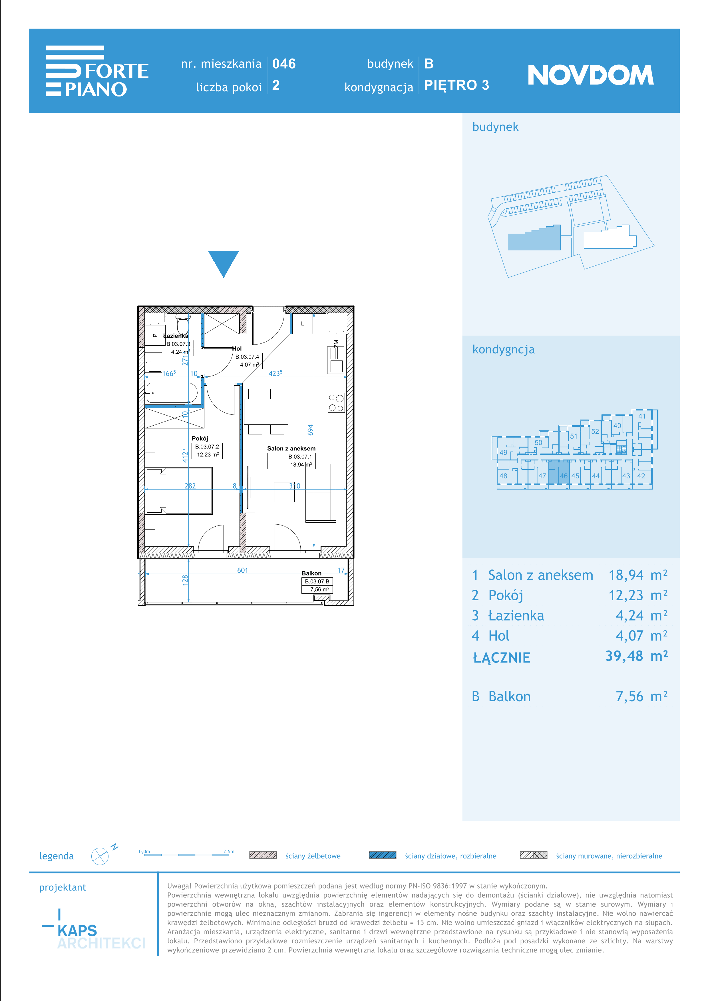 Apartament 39,48 m², piętro 3, oferta nr B/46, Forte Piano, Ostrołęka, ul. Ostrołęckich Harcerzy-idx