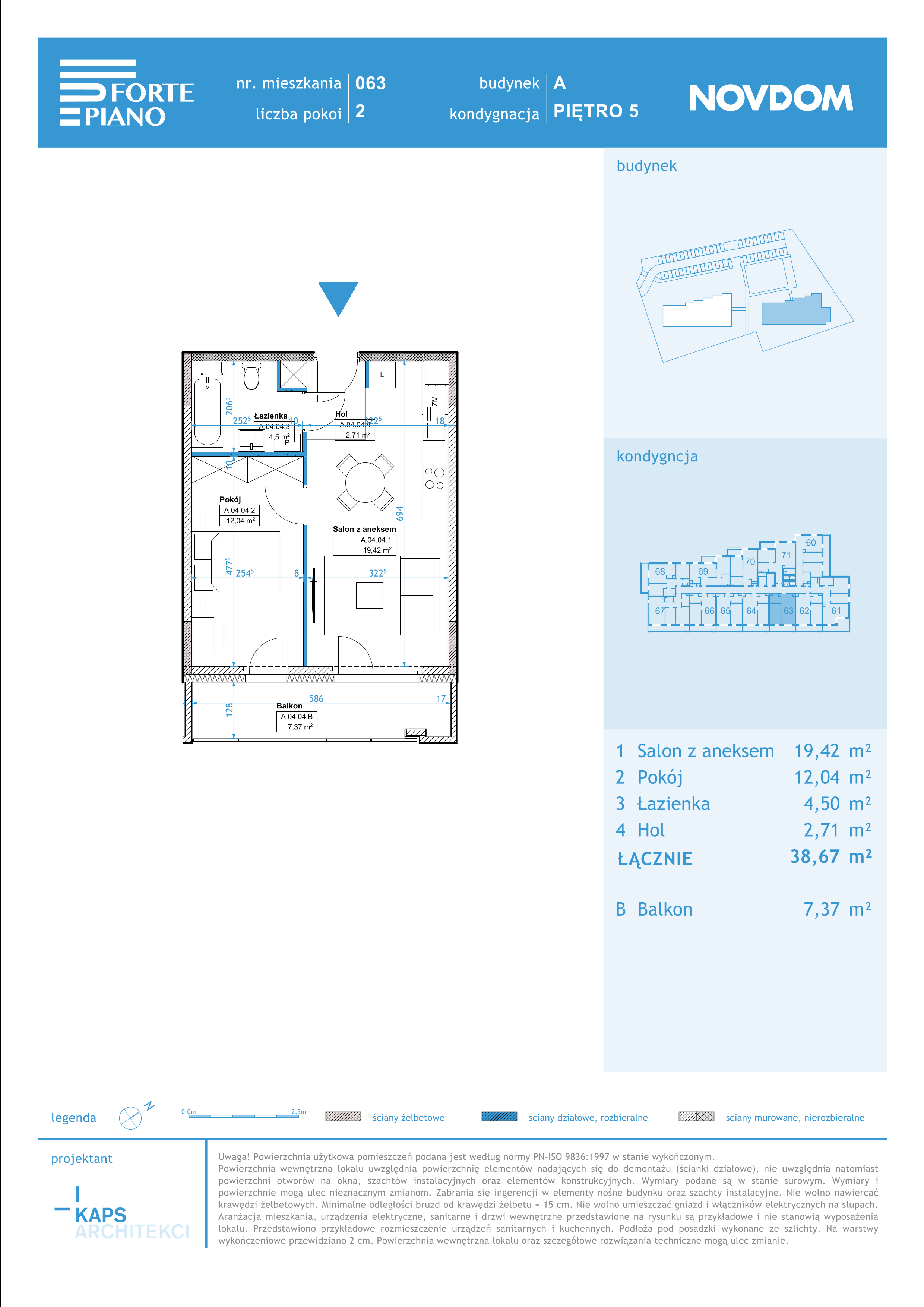 Apartament 38,67 m², piętro 5, oferta nr A/63, Forte Piano, Ostrołęka, ul. Ostrołęckich Harcerzy-idx