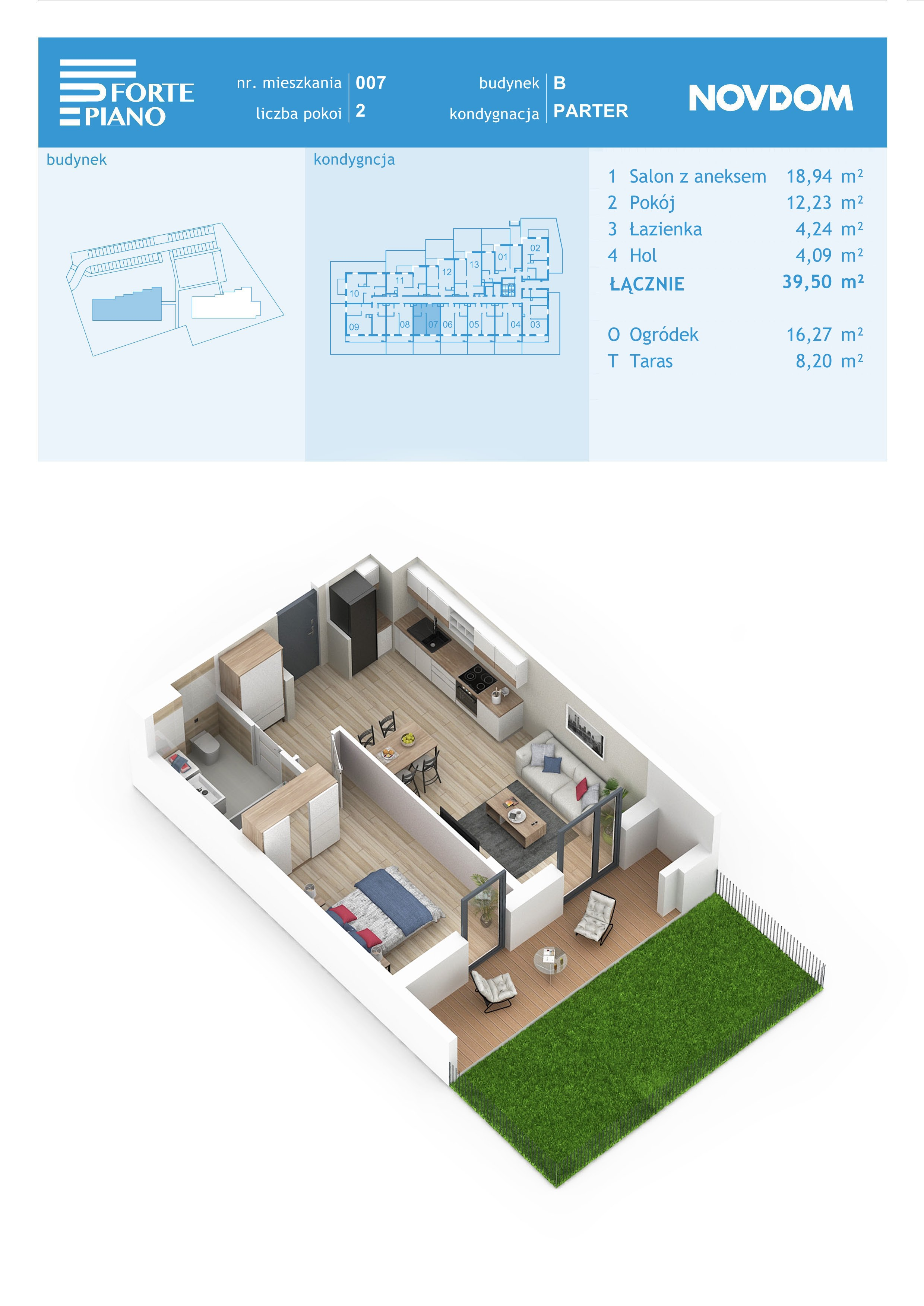 Apartament 39,50 m², parter, oferta nr B/7, Forte Piano, Ostrołęka, ul. Ostrołęckich Harcerzy-idx