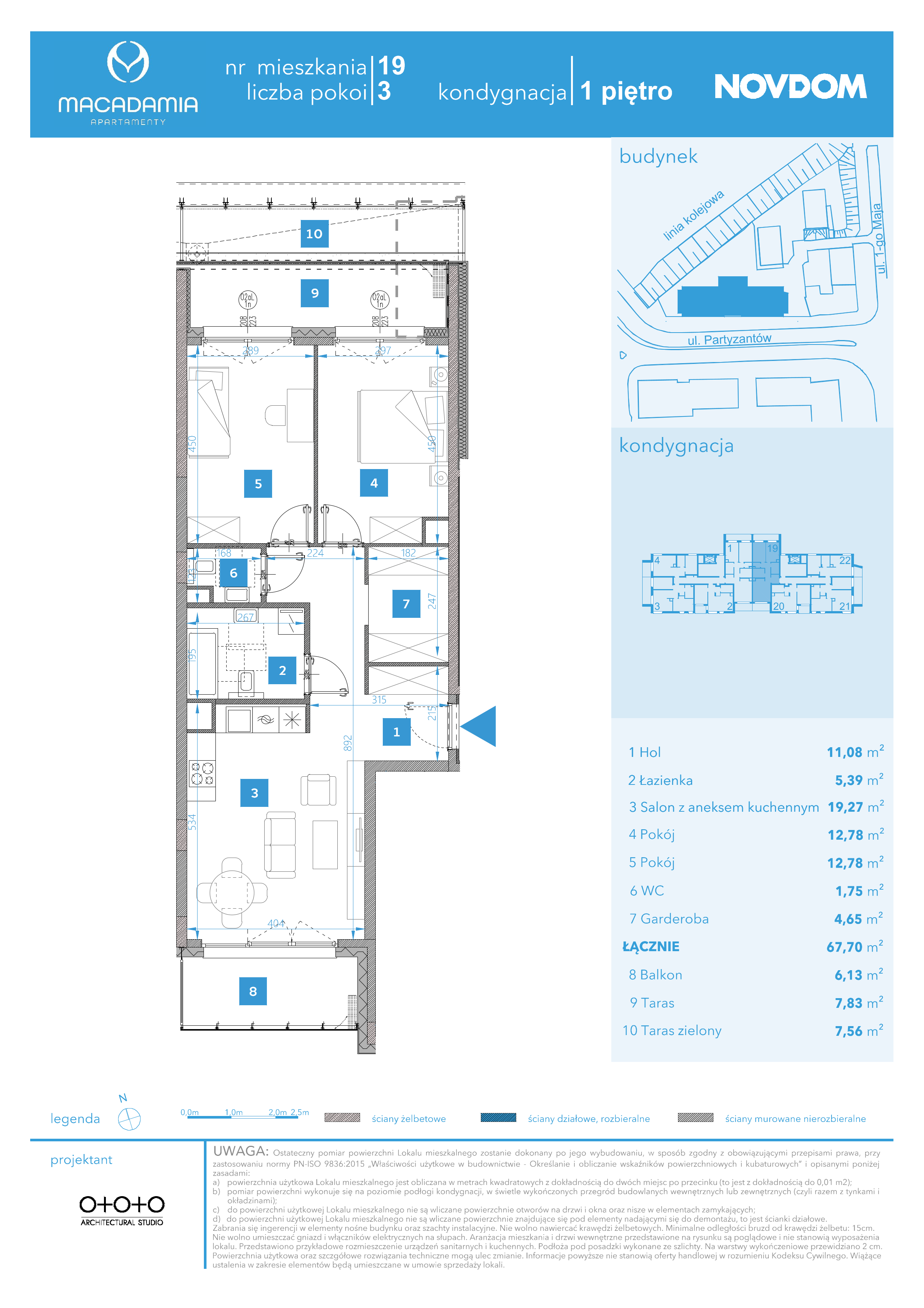 Apartament 67,70 m², piętro 1, oferta nr 1/19, Apartamenty Macadamia, Olsztyn, Śródmieście, ul. 1 Maja-idx