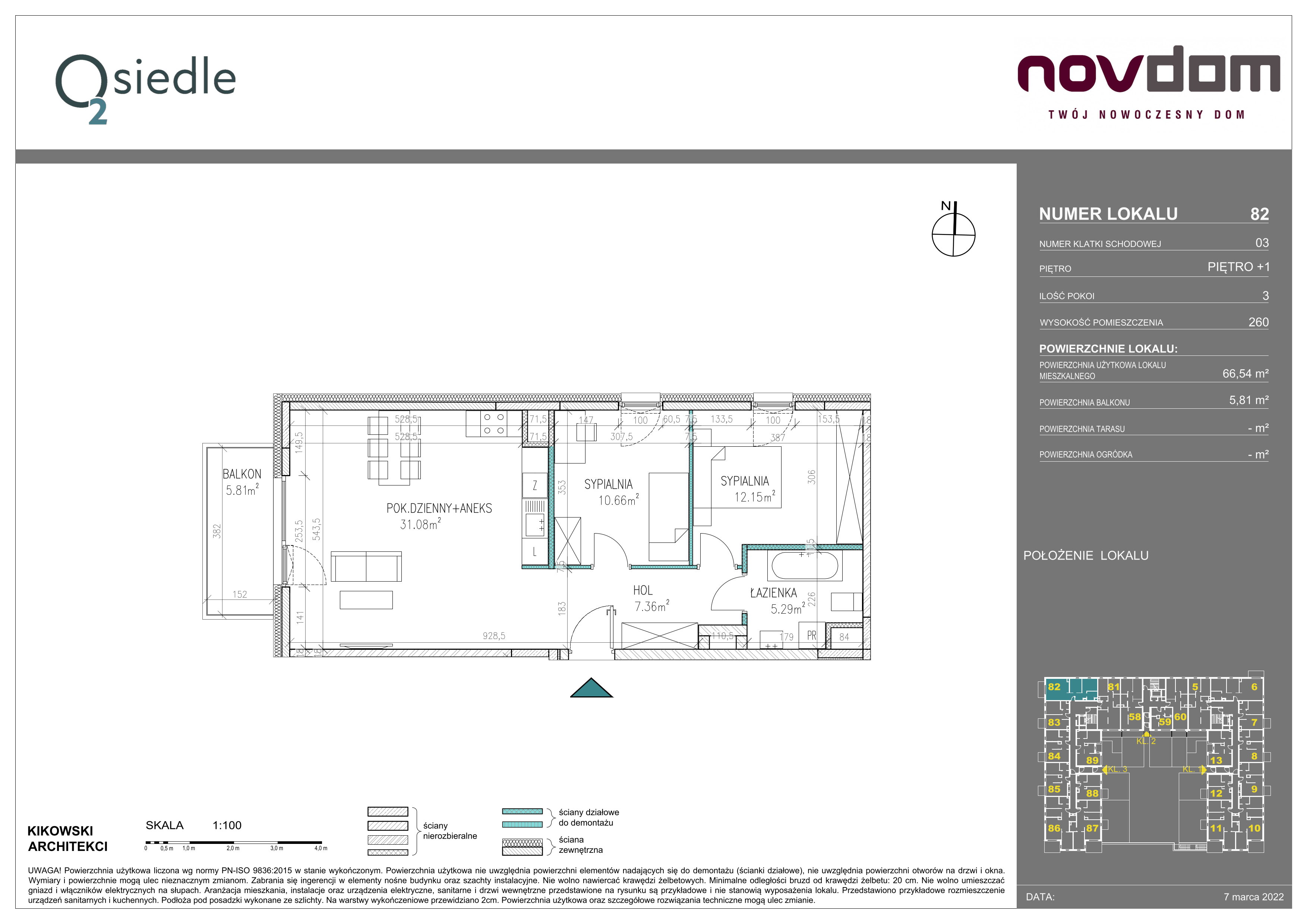 Apartament 66,54 m², piętro 1, oferta nr B/82, Osiedle O2, Płońsk, ul. Klonowa-idx