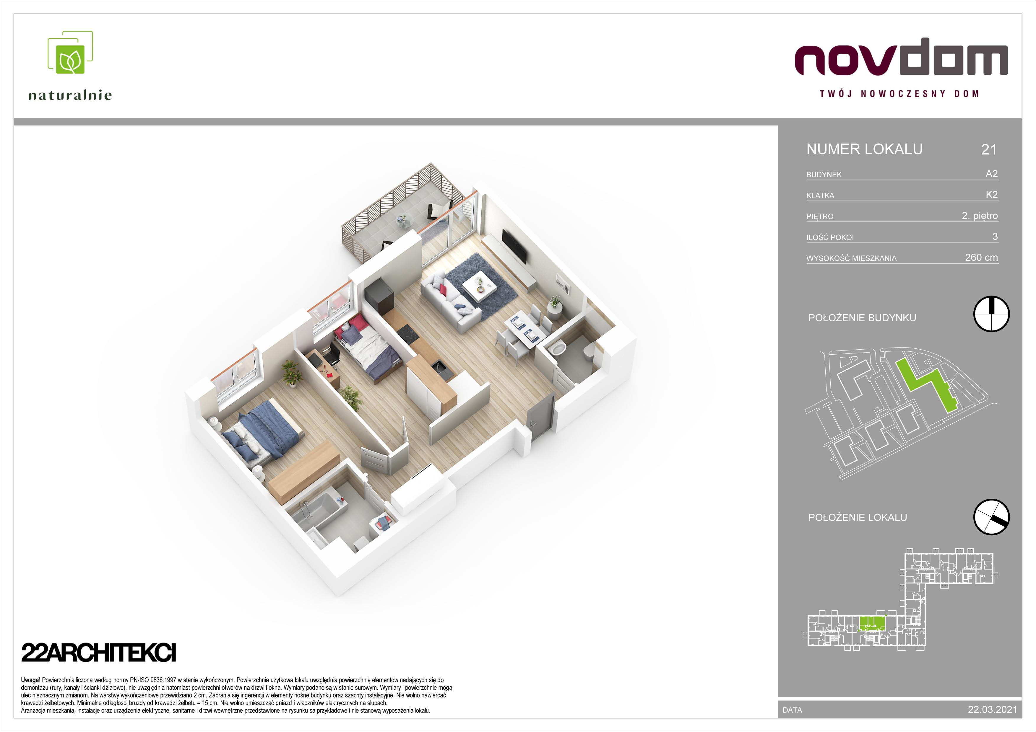 Apartament 65,22 m², piętro 2, oferta nr A2/21, Osiedle Naturalnie, Mława, ul. Nowowiejskiego-idx