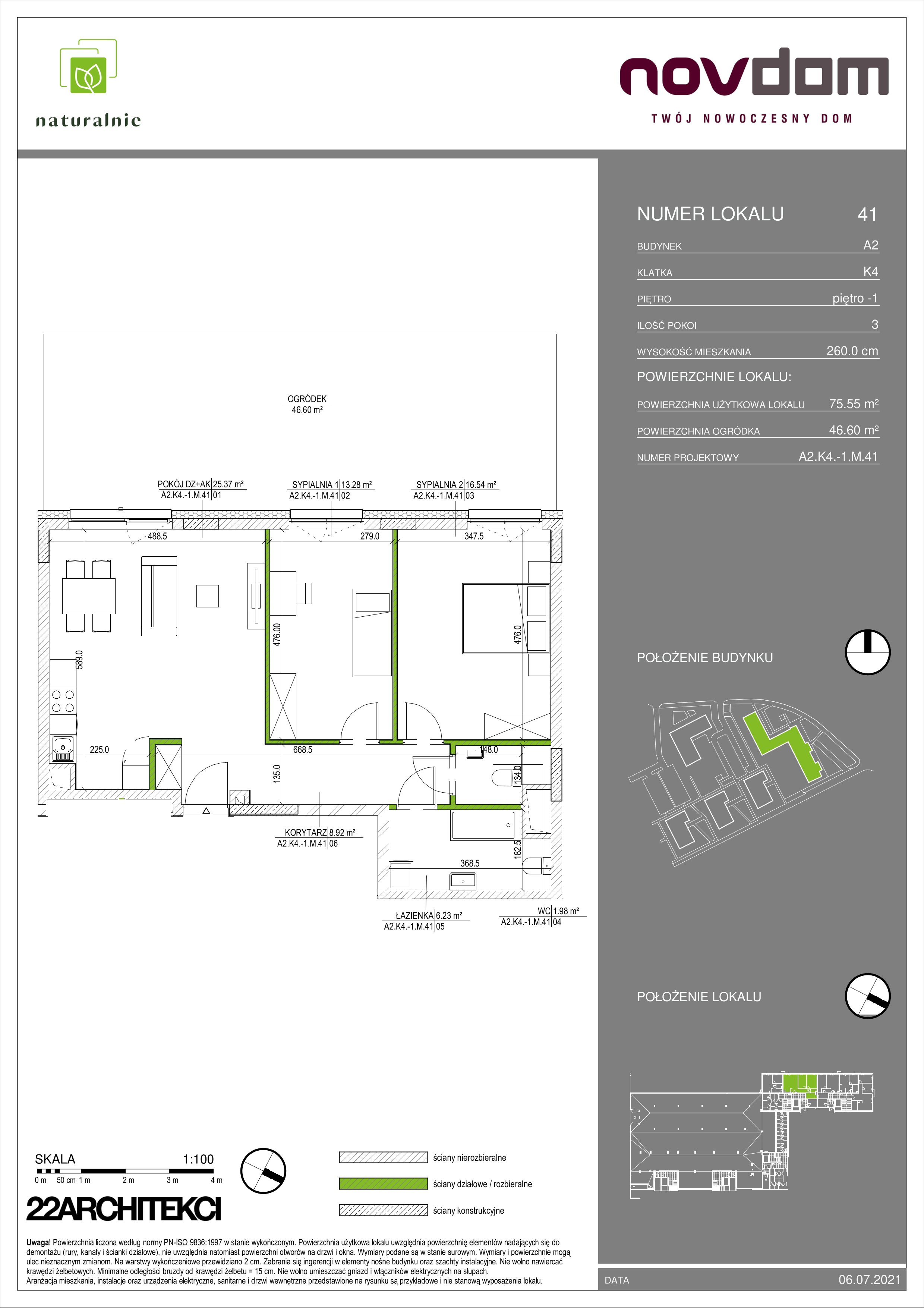 Apartament 75,42 m², parter, oferta nr A2/41, Osiedle Naturalnie, Mława, ul. Nowowiejskiego-idx