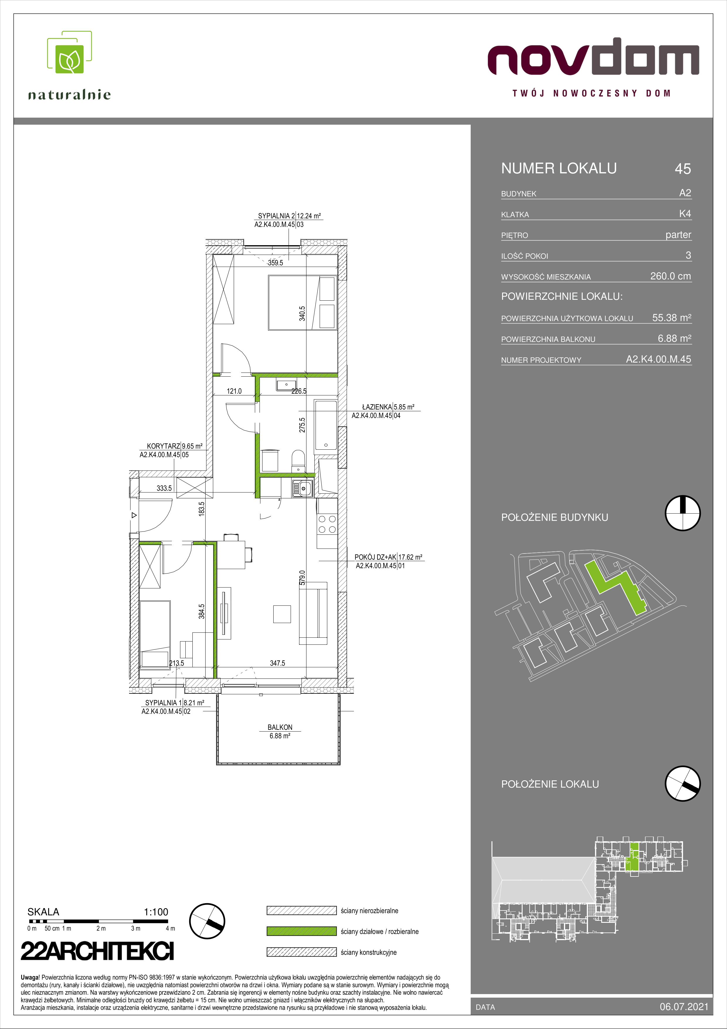 Apartament 55,38 m², parter, oferta nr A2/45, Osiedle Naturalnie, Mława, ul. Nowowiejskiego-idx