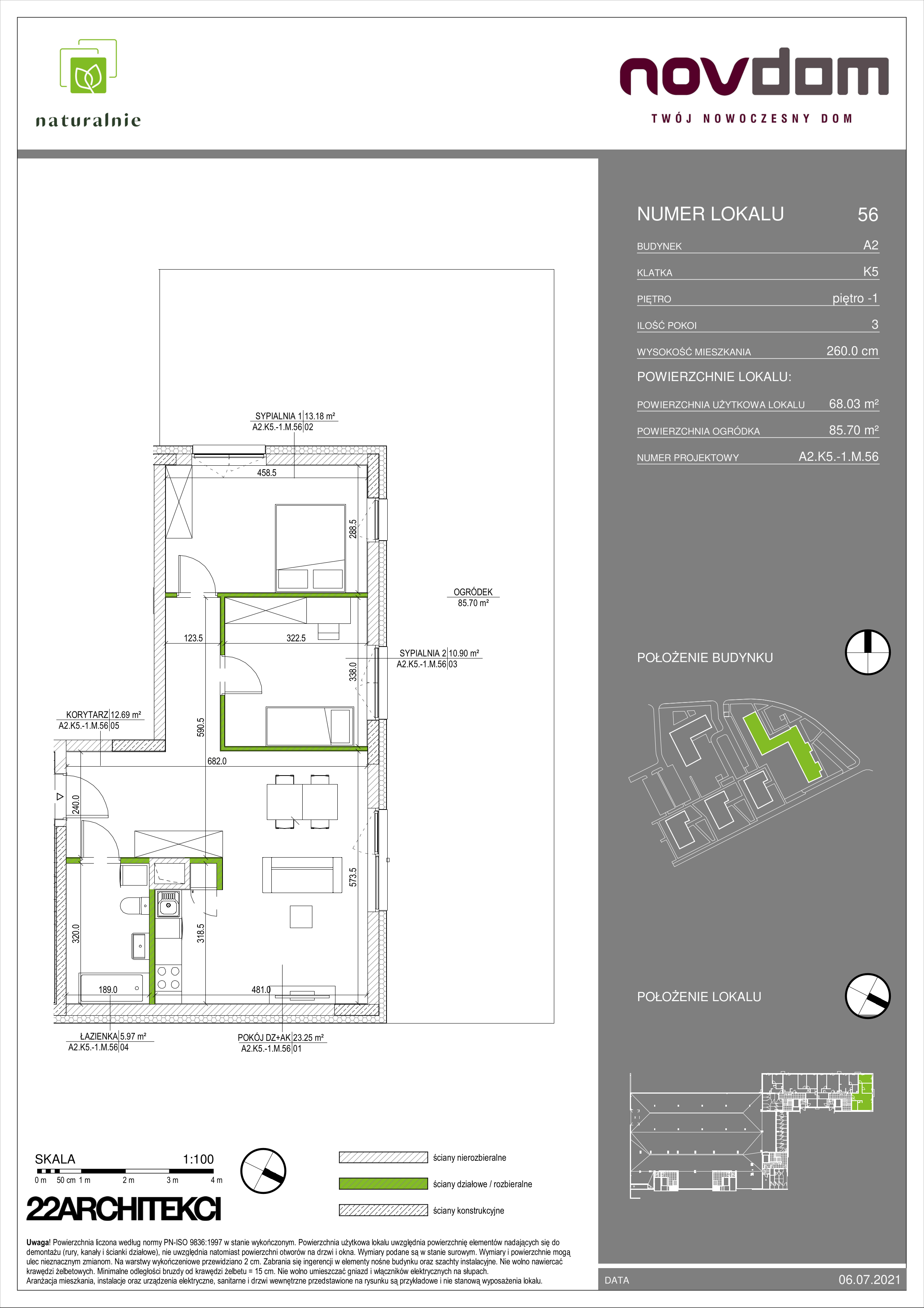 Apartament 68,03 m², parter, oferta nr A2/56, Osiedle Naturalnie, Mława, ul. Nowowiejskiego-idx