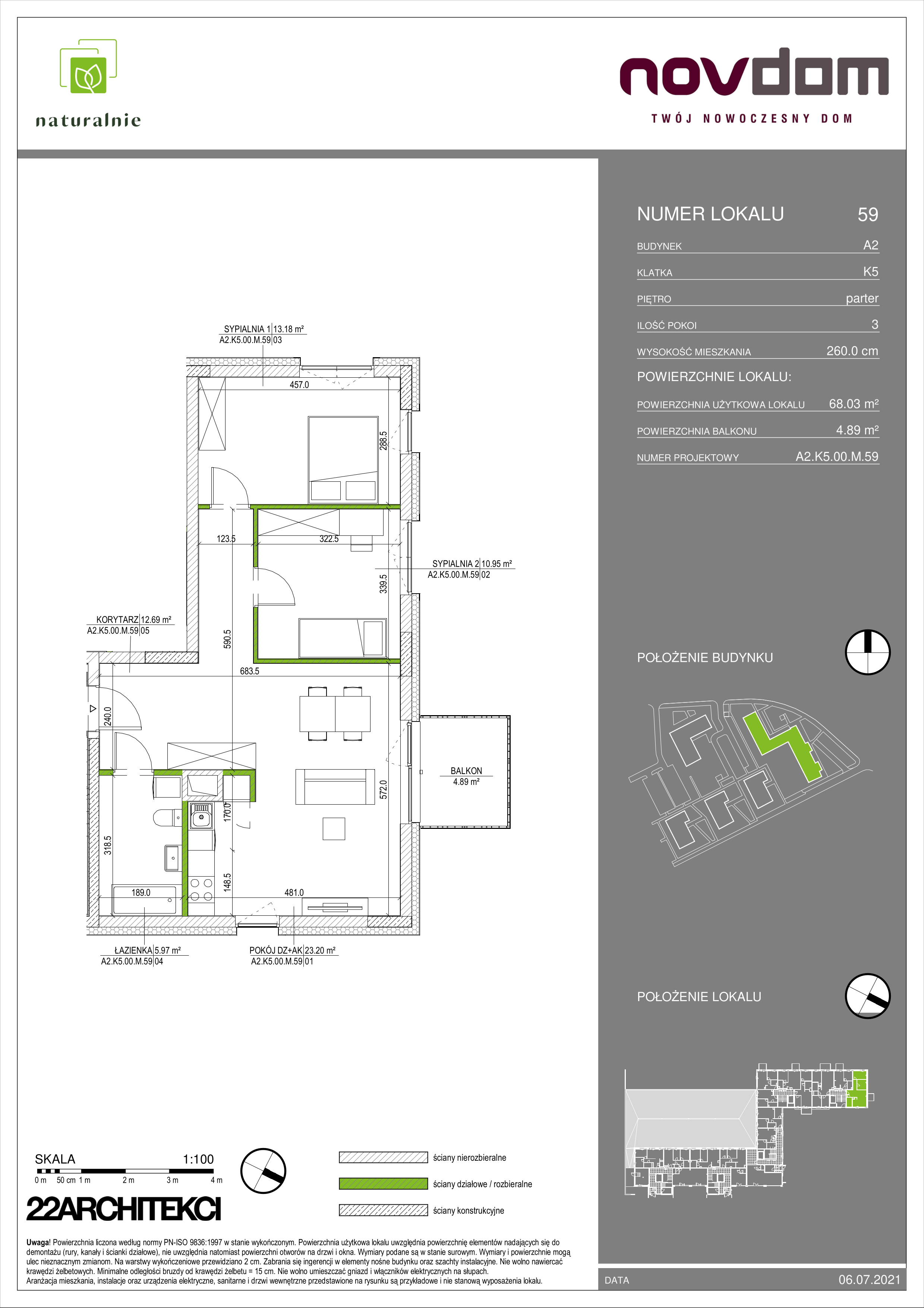 Apartament 68,03 m², parter, oferta nr A2/59, Osiedle Naturalnie, Mława, ul. Nowowiejskiego-idx