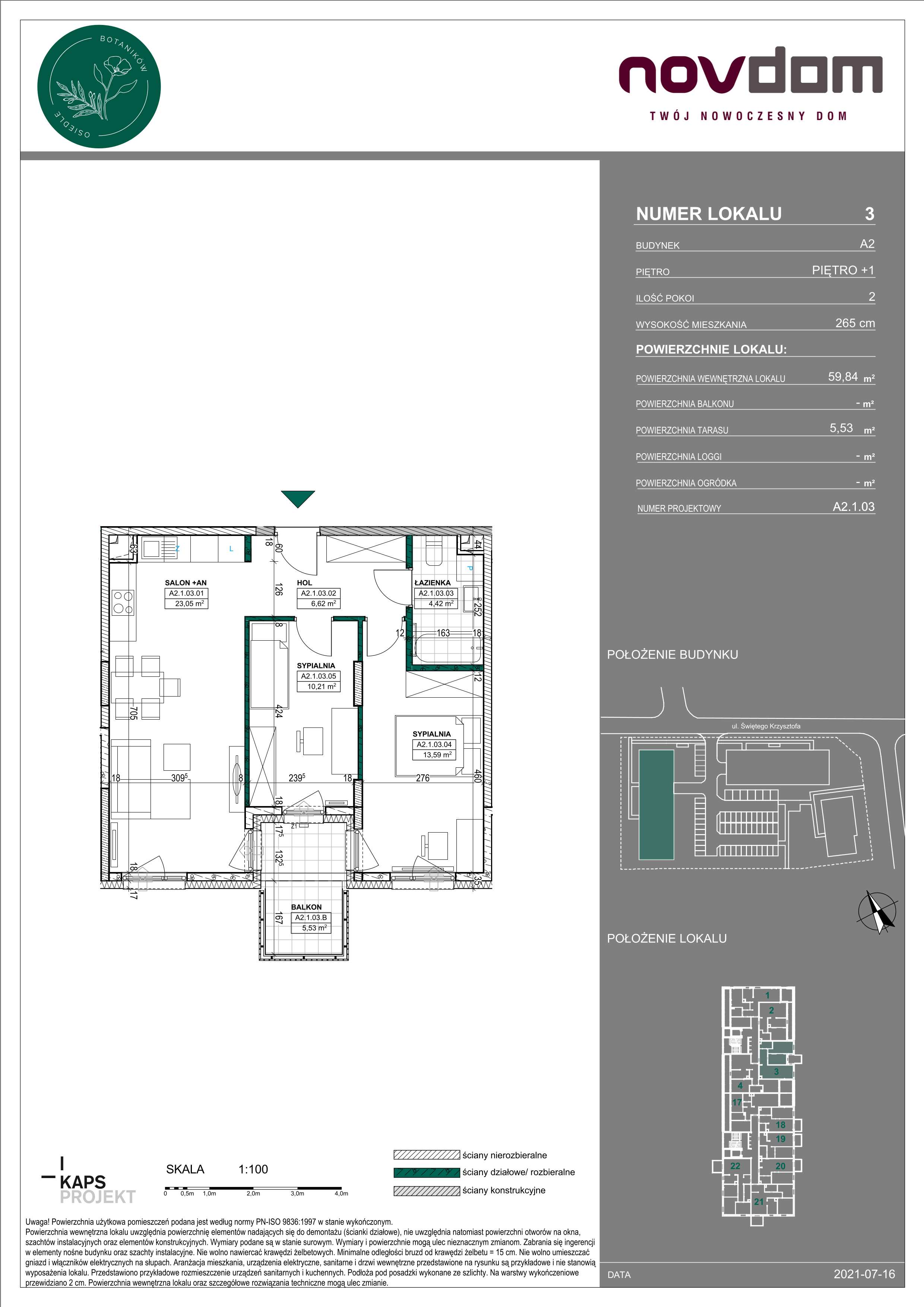 Apartament 59,84 m², piętro 1, oferta nr A/3, Osiedle Botaników, Przasnysz, ul. Św. Krzysztofa-idx