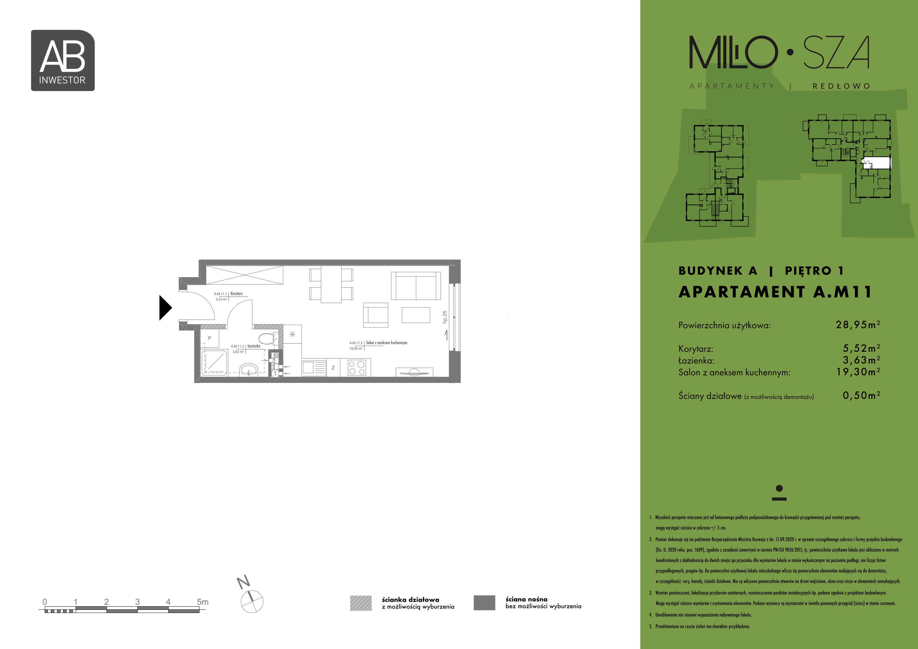 Mieszkanie 28,95 m², piętro 1, oferta nr A11, MiłoSza, Gdynia, Redłowo, ul. Czesława Miłosza-idx