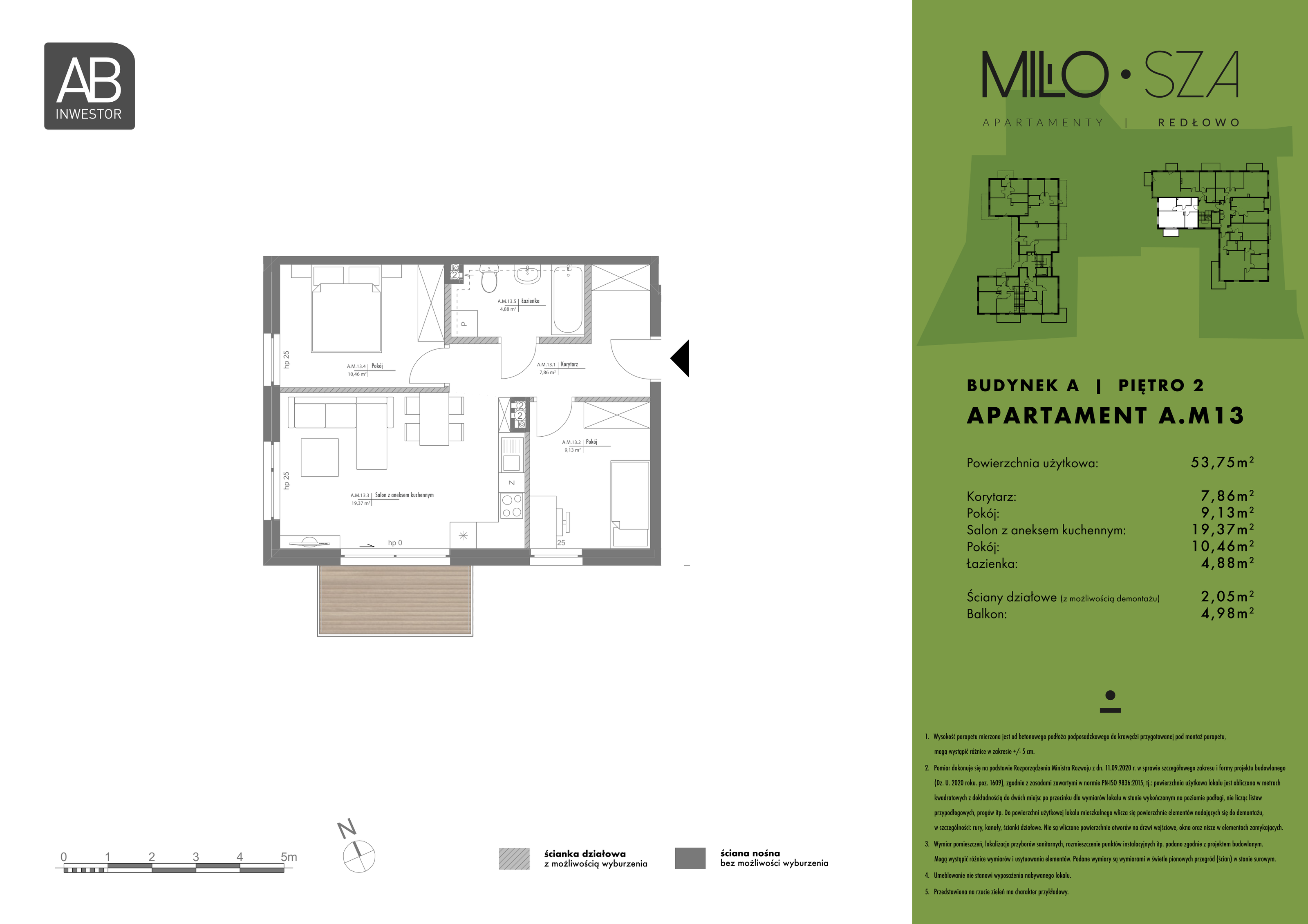 Mieszkanie 53,75 m², piętro 2, oferta nr A13, MiłoSza, Gdynia, Redłowo, ul. Czesława Miłosza-idx