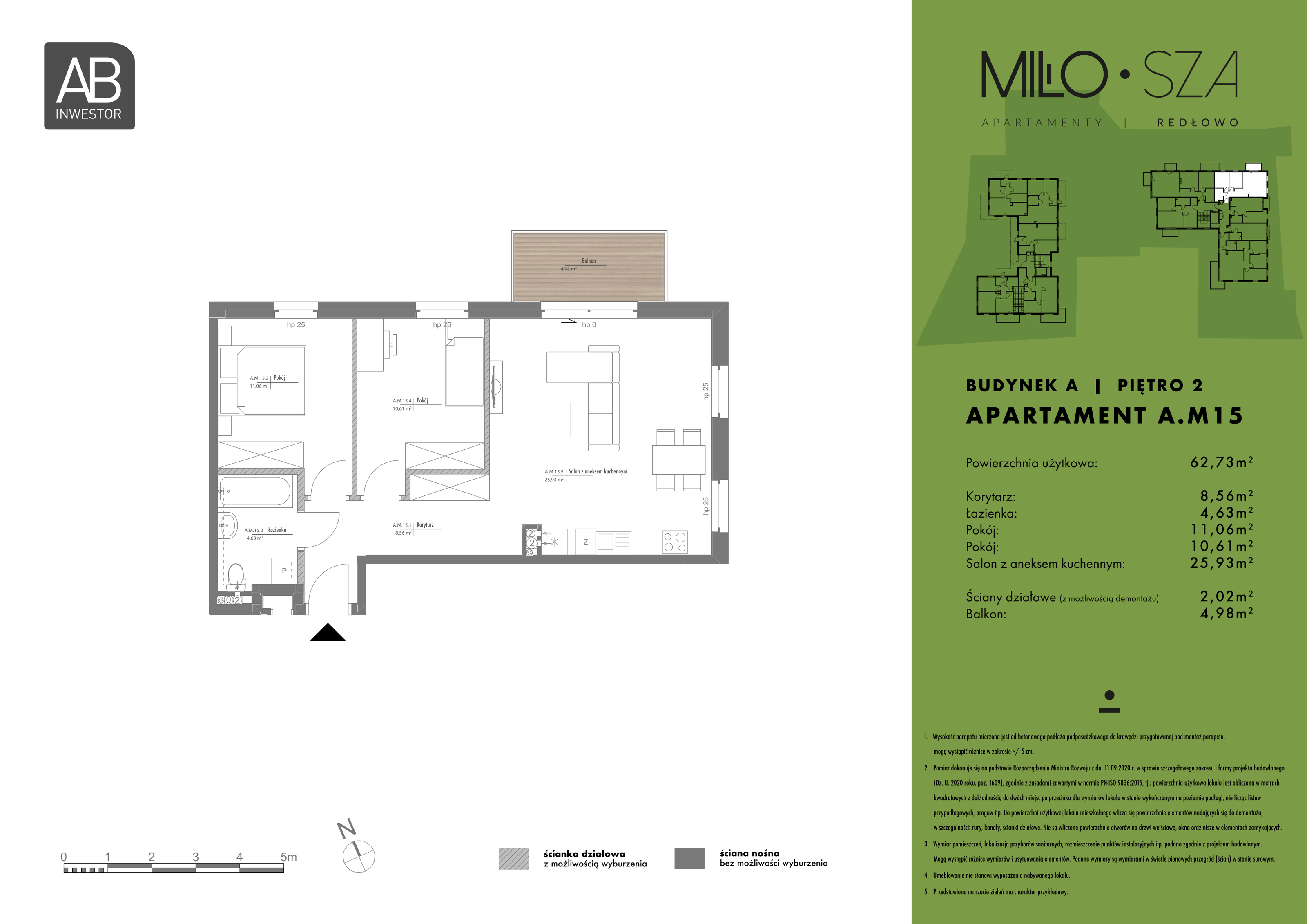 Apartament 62,73 m², piętro 2, oferta nr A15, MiłoSza, Gdynia, Redłowo, ul. Czesława Miłosza-idx