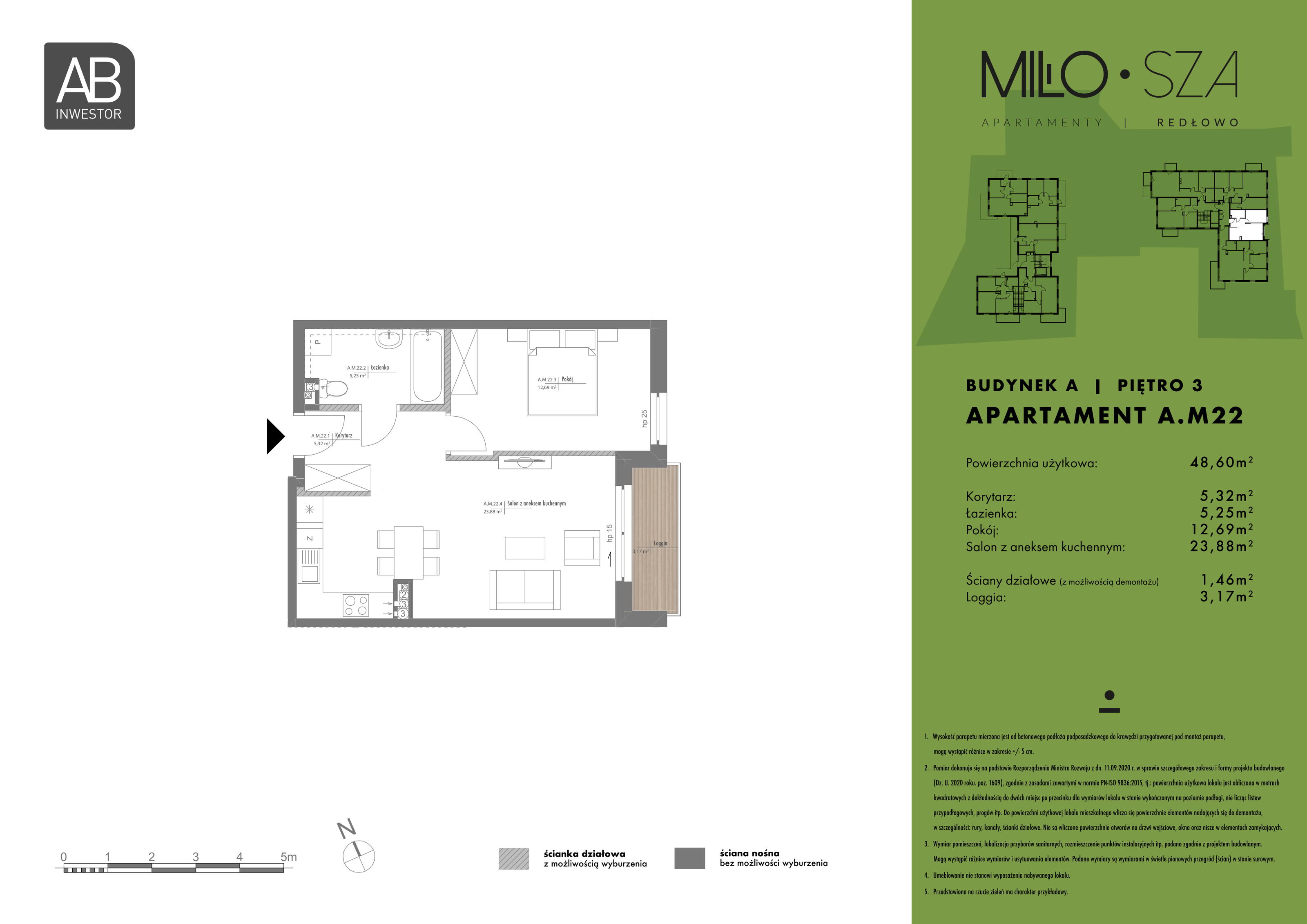 Apartament 48,60 m², piętro 3, oferta nr A22, MiłoSza, Gdynia, Redłowo, ul. Czesława Miłosza-idx