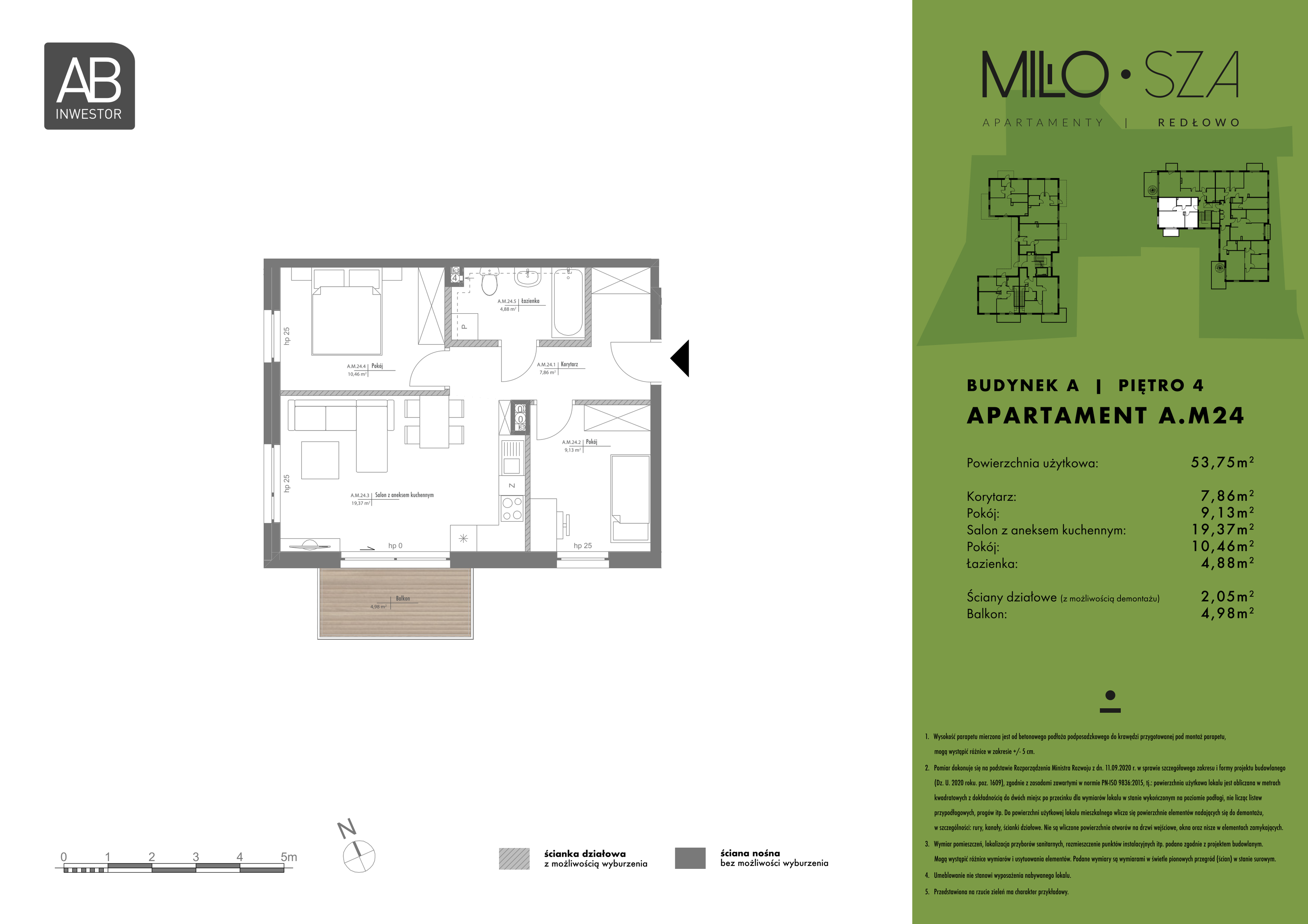 Mieszkanie 53,75 m², piętro 4, oferta nr A24, MiłoSza, Gdynia, Redłowo, ul. Czesława Miłosza-idx