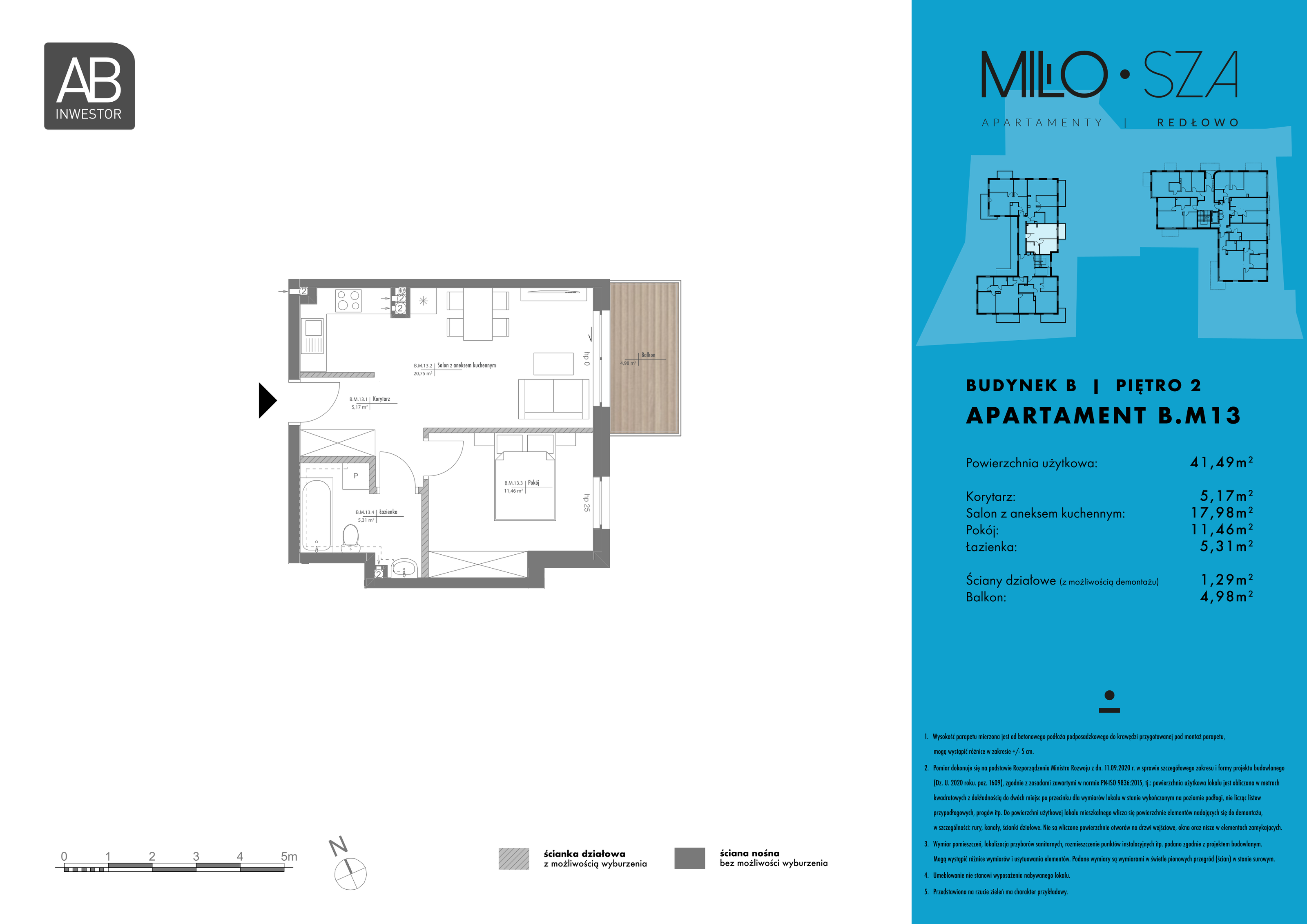 Apartament 41,49 m², piętro 2, oferta nr B13, MiłoSza, Gdynia, Redłowo, ul. Czesława Miłosza-idx