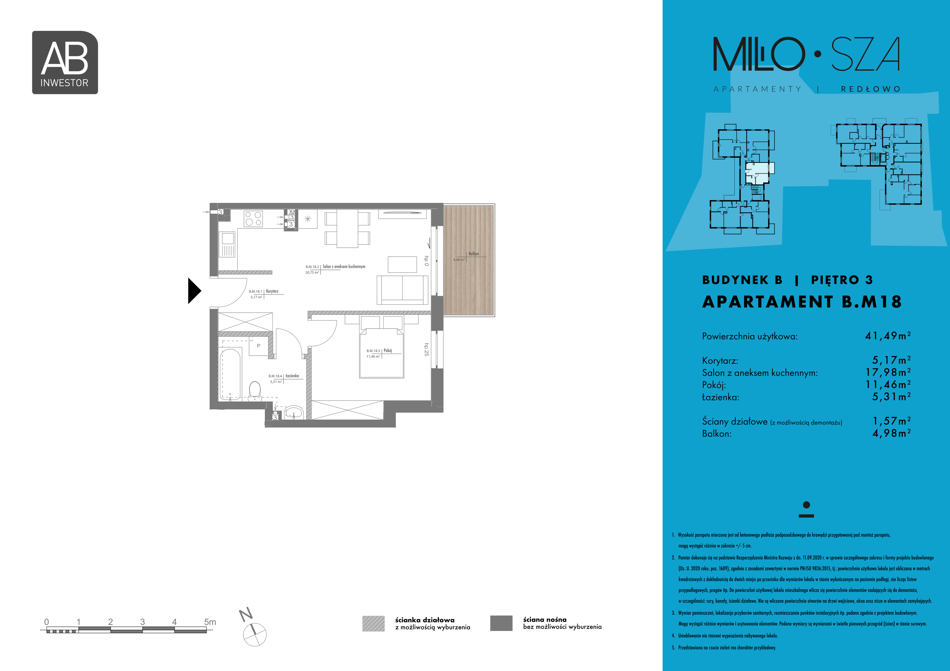 Apartament 41,49 m², piętro 3, oferta nr B18, MiłoSza, Gdynia, Redłowo, ul. Czesława Miłosza-idx