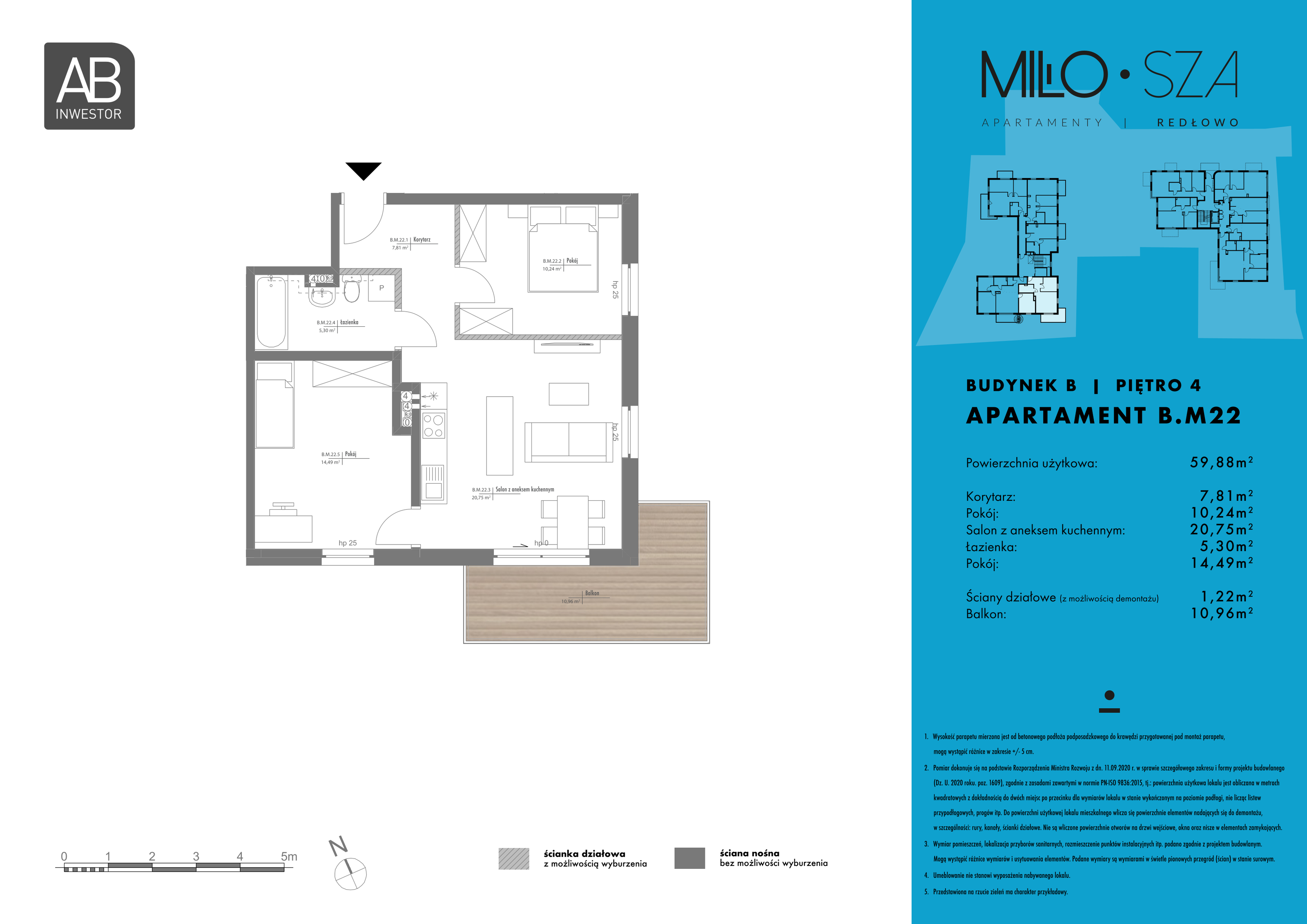 Apartament 59,88 m², piętro 4, oferta nr B22, MiłoSza, Gdynia, Redłowo, ul. Czesława Miłosza-idx