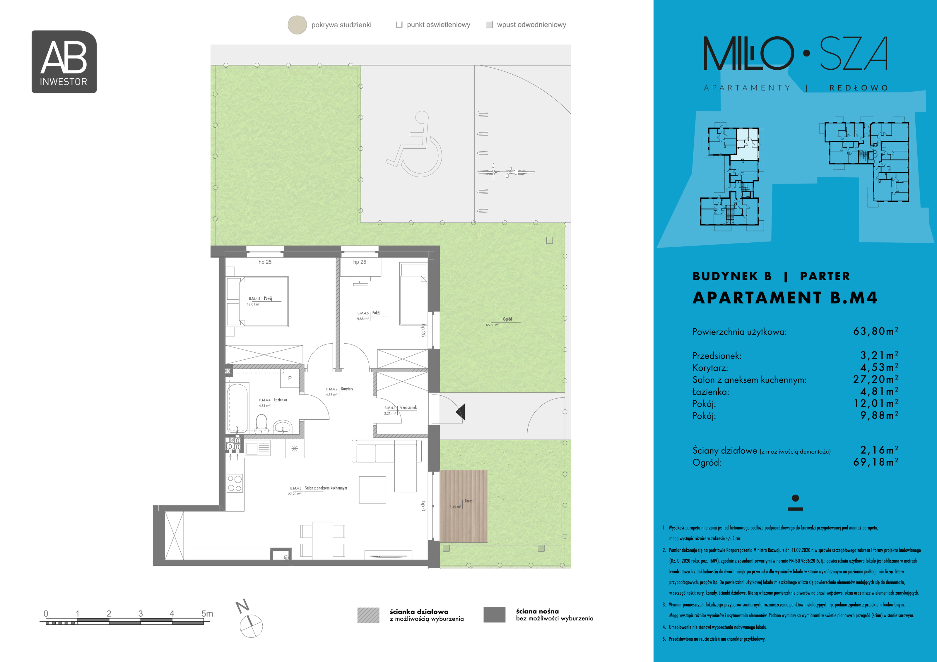 Apartament 63,80 m², parter, oferta nr B4, MiłoSza, Gdynia, Redłowo, ul. Czesława Miłosza-idx