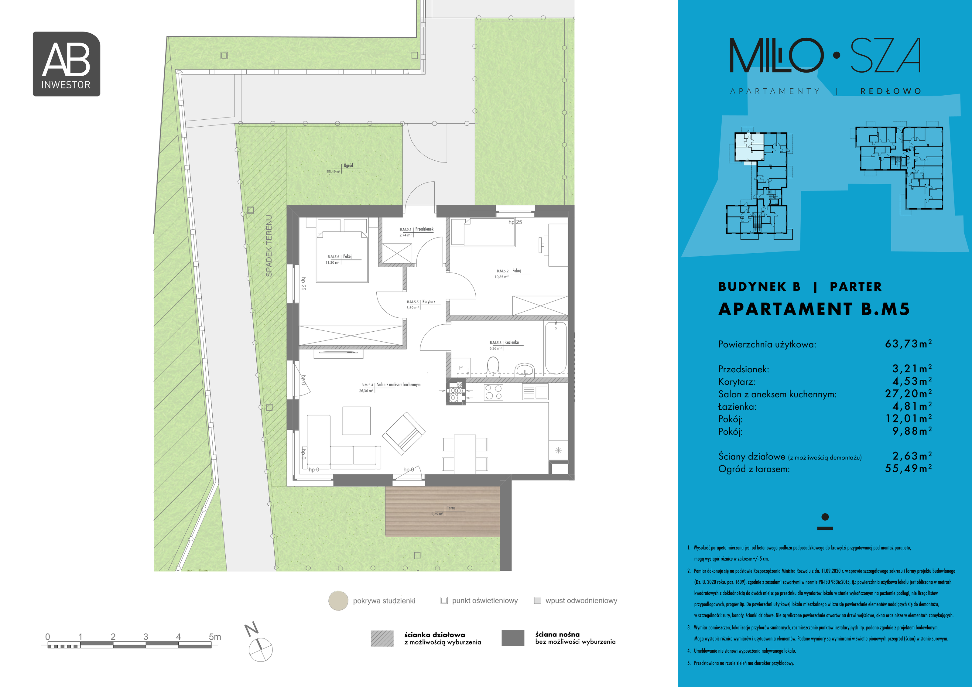 Apartament 63,73 m², parter, oferta nr B5, MiłoSza, Gdynia, Redłowo, ul. Czesława Miłosza-idx