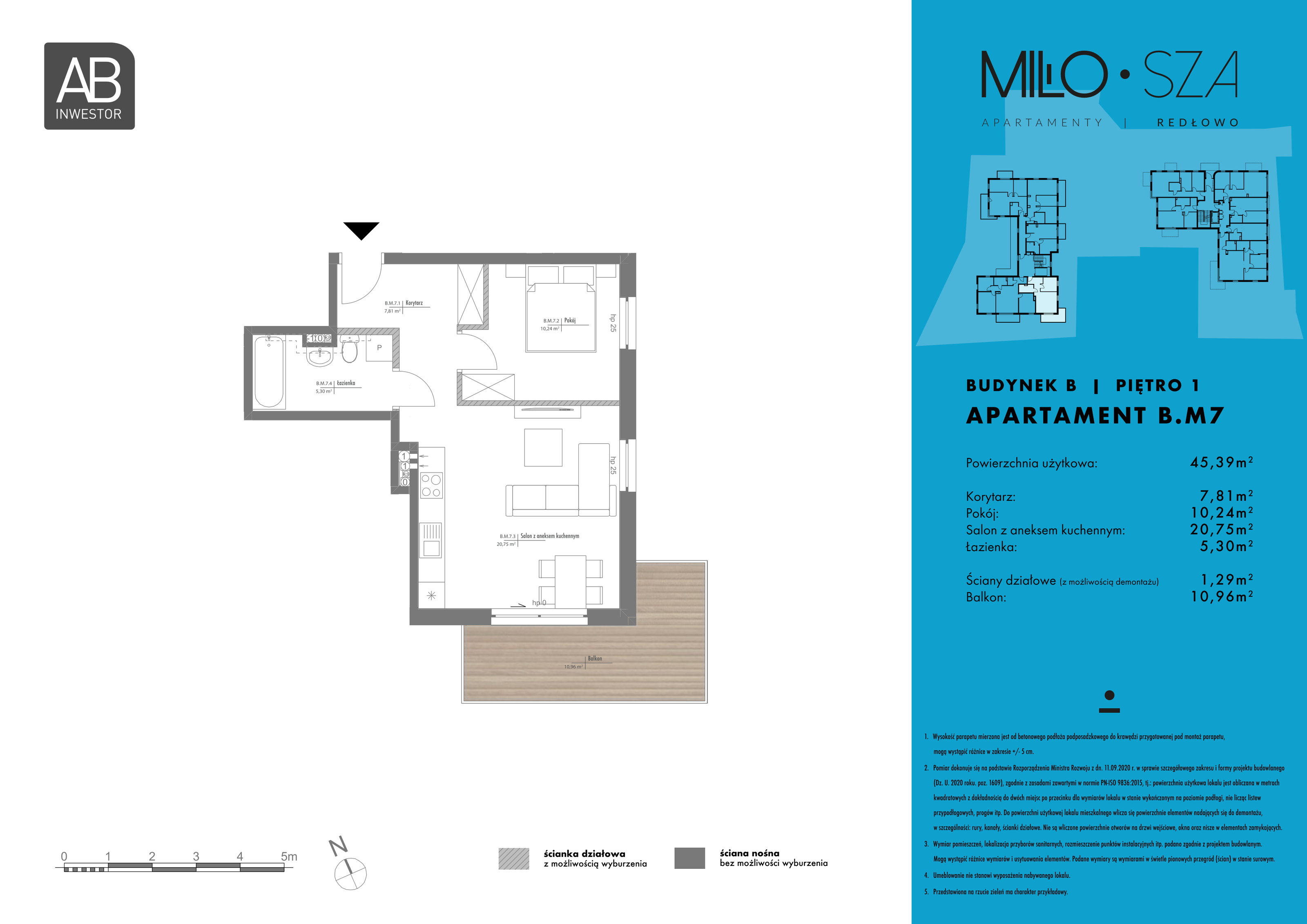 Mieszkanie 45,39 m², piętro 1, oferta nr B7, MiłoSza, Gdynia, Redłowo, ul. Czesława Miłosza-idx