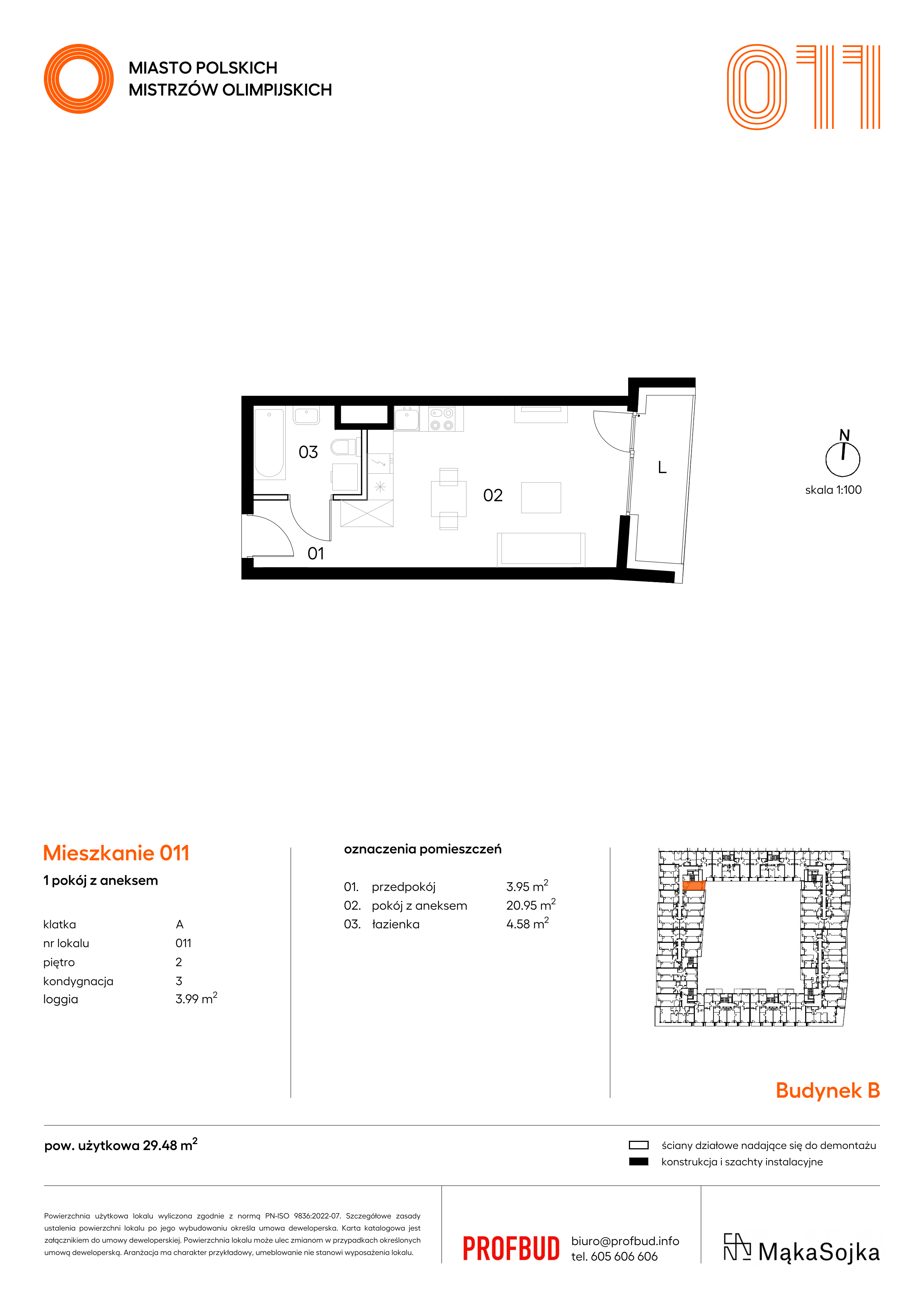 Mieszkanie 29,48 m², piętro 2, oferta nr B.A011, Miasto Polskich Mistrzów Olimpijskich - Paryż, Mysiadło, ul. Olimpijska-idx