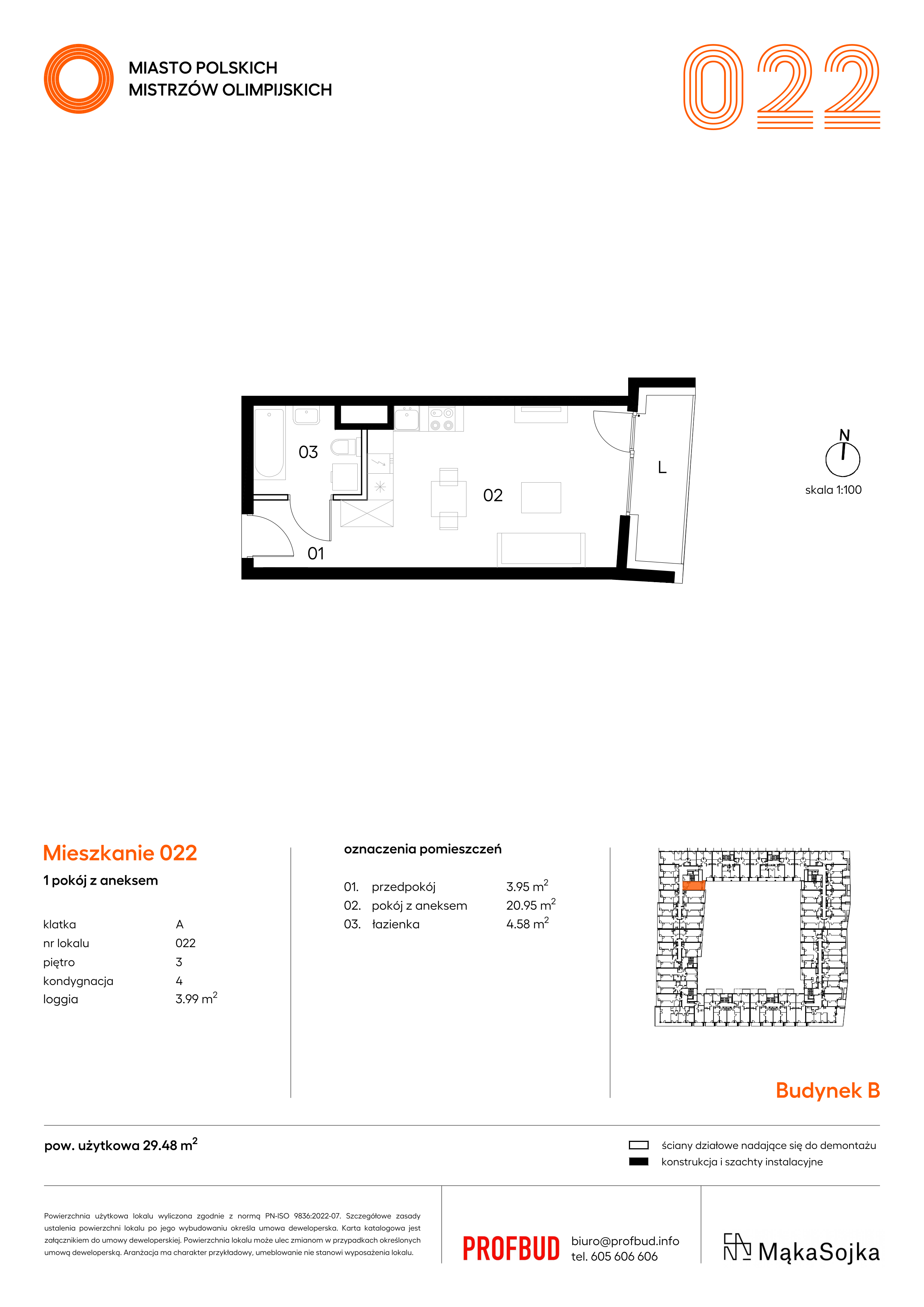 Mieszkanie 29,48 m², piętro 3, oferta nr B.A022, Miasto Polskich Mistrzów Olimpijskich - Paryż, Mysiadło, ul. Olimpijska-idx