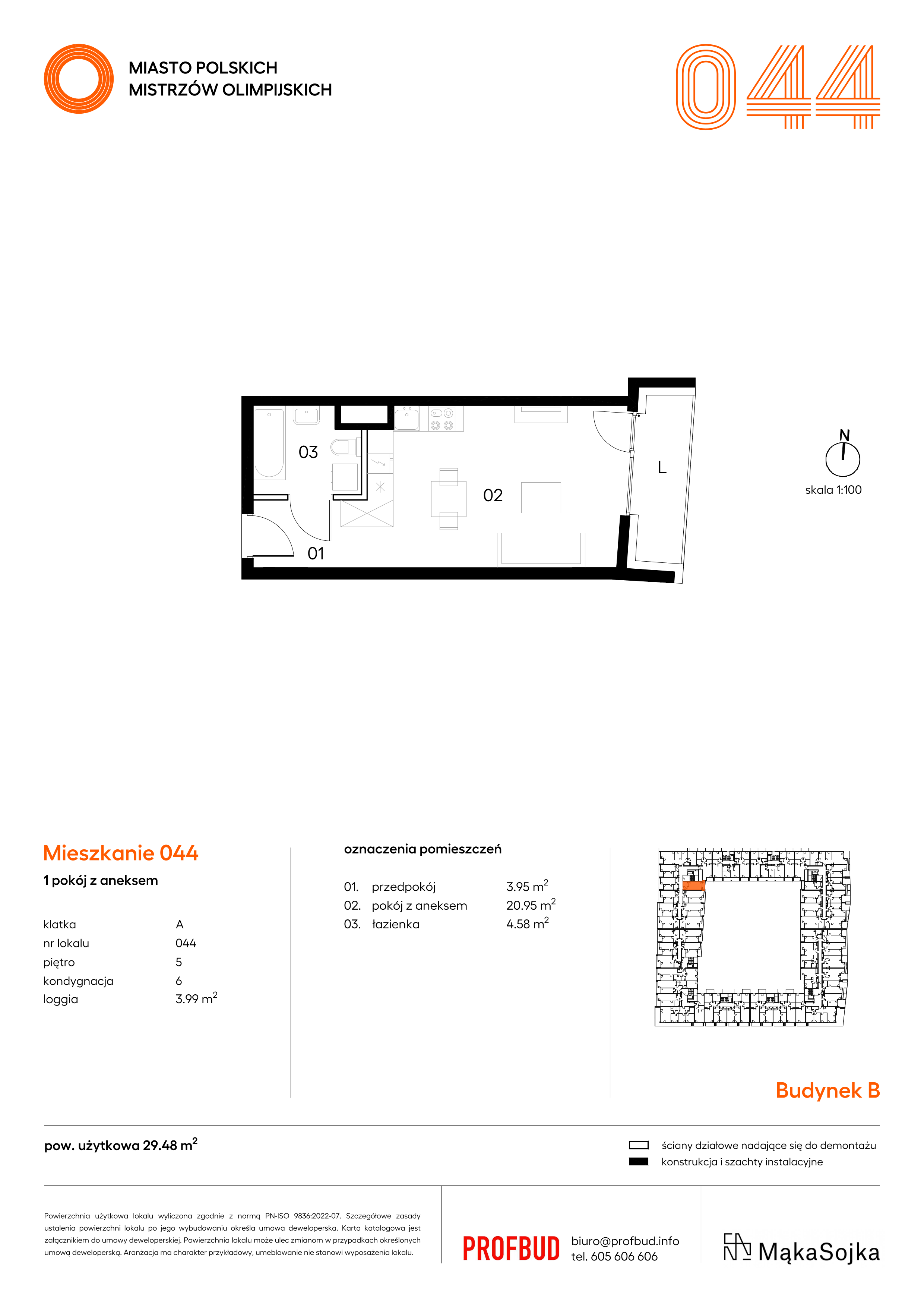 Mieszkanie 29,48 m², piętro 5, oferta nr B.A044, Miasto Polskich Mistrzów Olimpijskich - Paryż, Mysiadło, ul. Olimpijska-idx